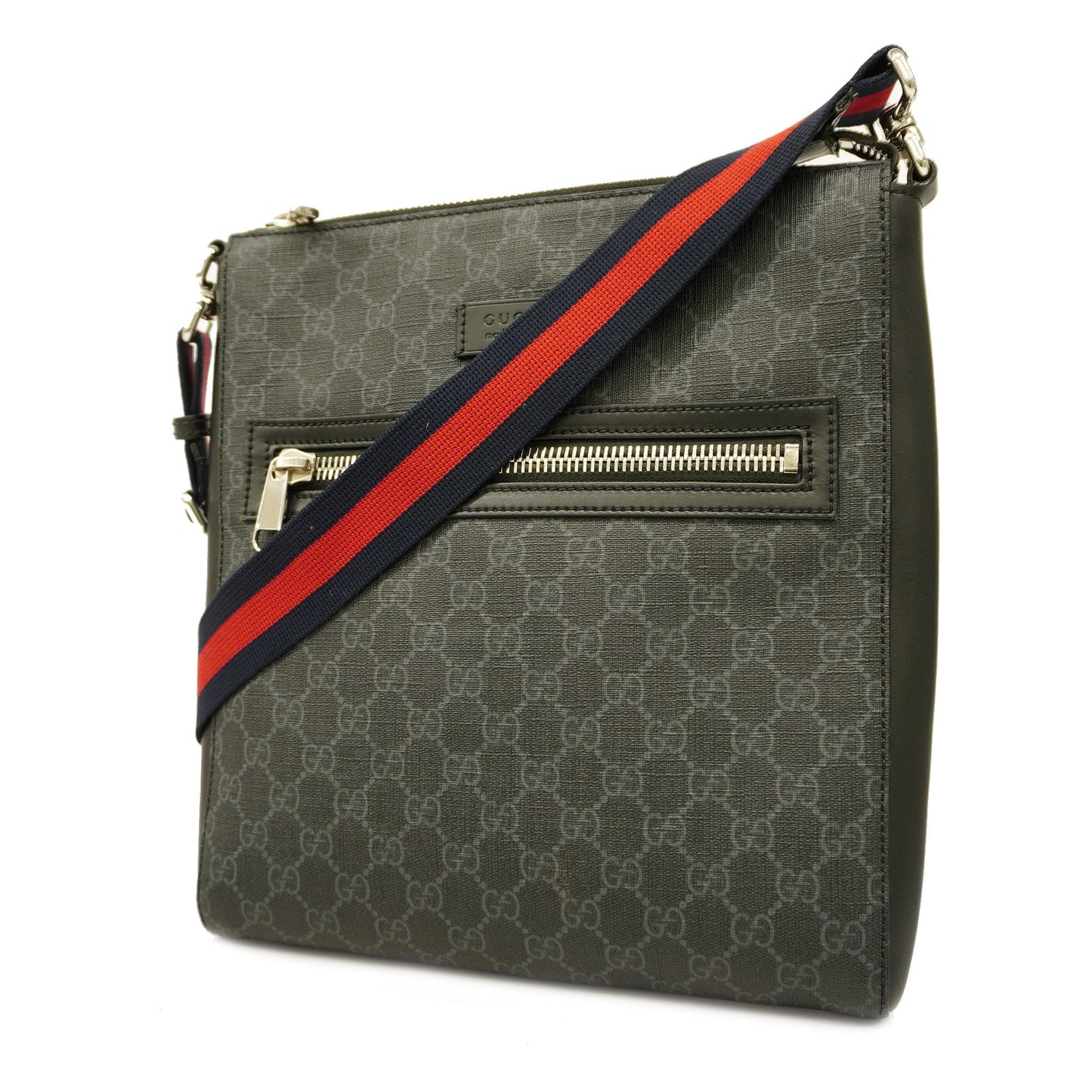 Gucci  474137 Men's PVC,Leather Shoulder Bag Black