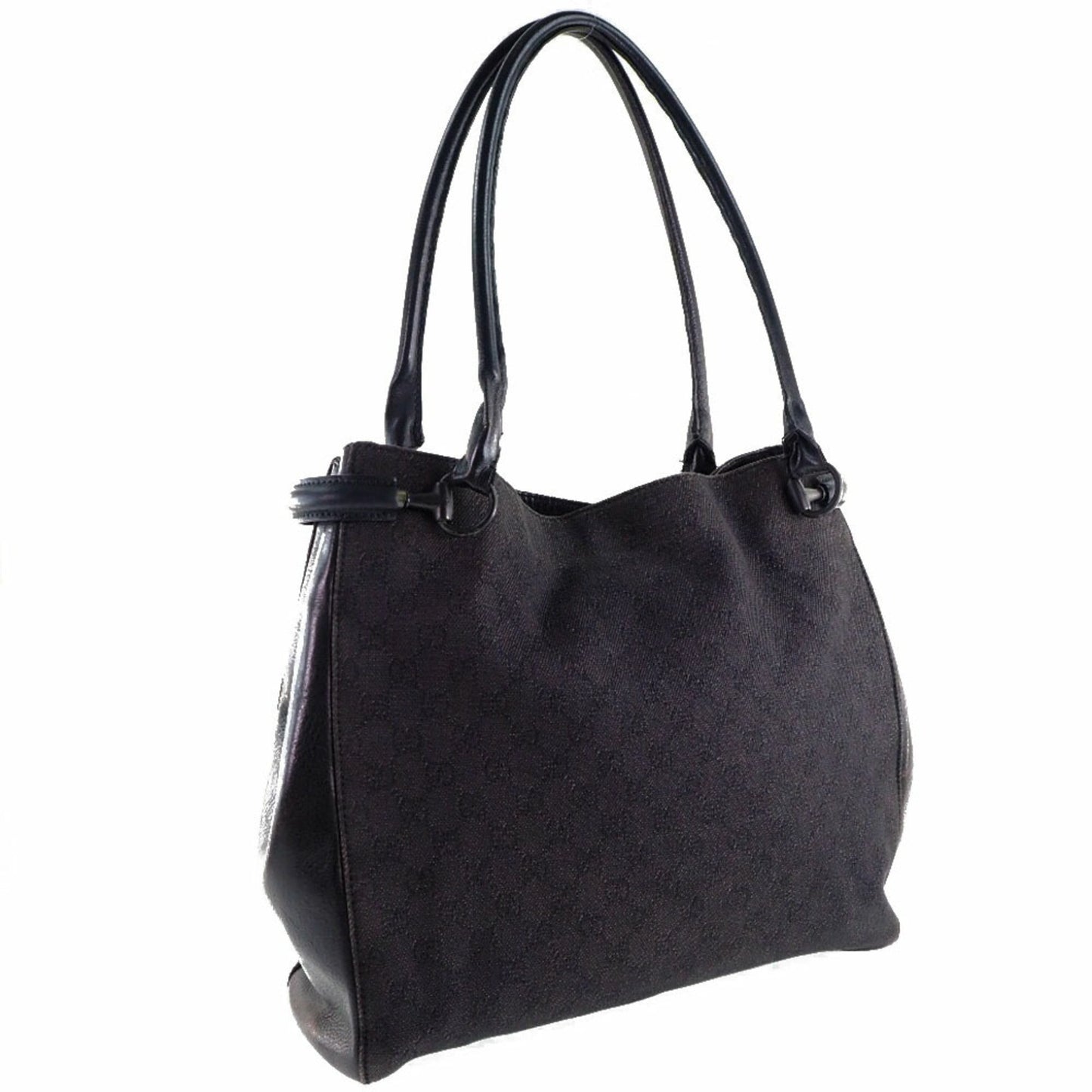 Gucci 101346 GG canvas x leather black unisex tote Bag