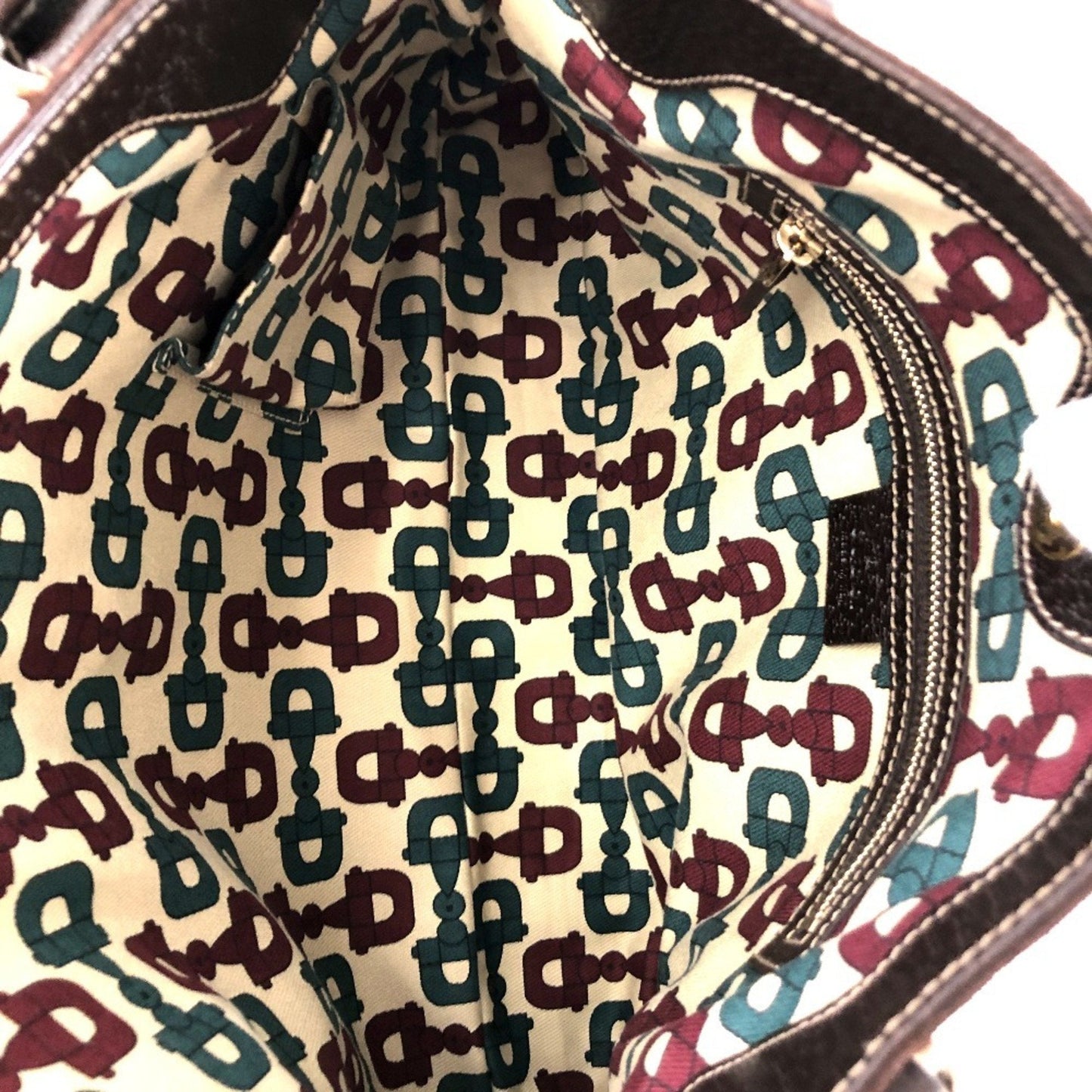 GUCCI shoulder bag GG pattern hand 163288 suede leather brown gold hardware ladies