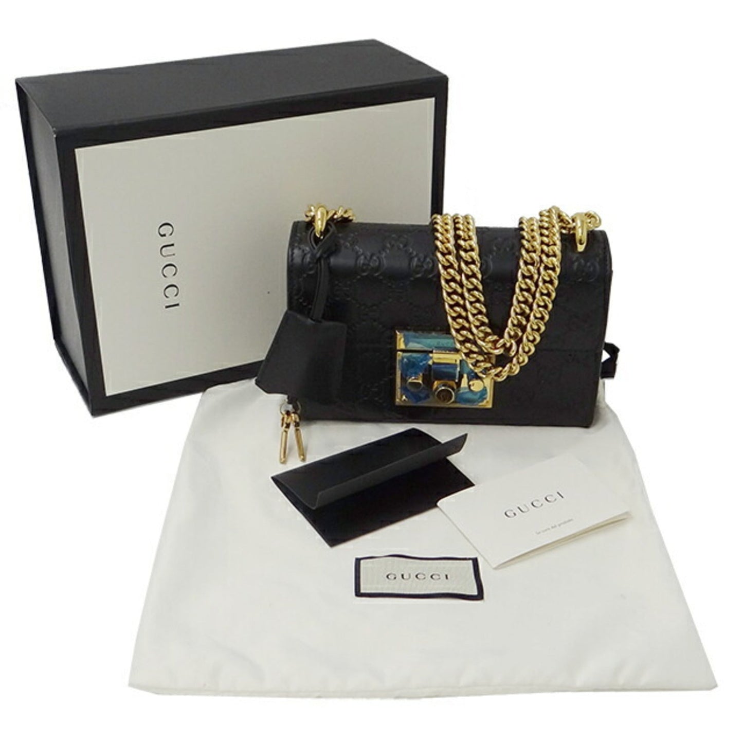 GUCCI Bag Women's Shima Shoulder Leather Chain Black 409487 Padlock