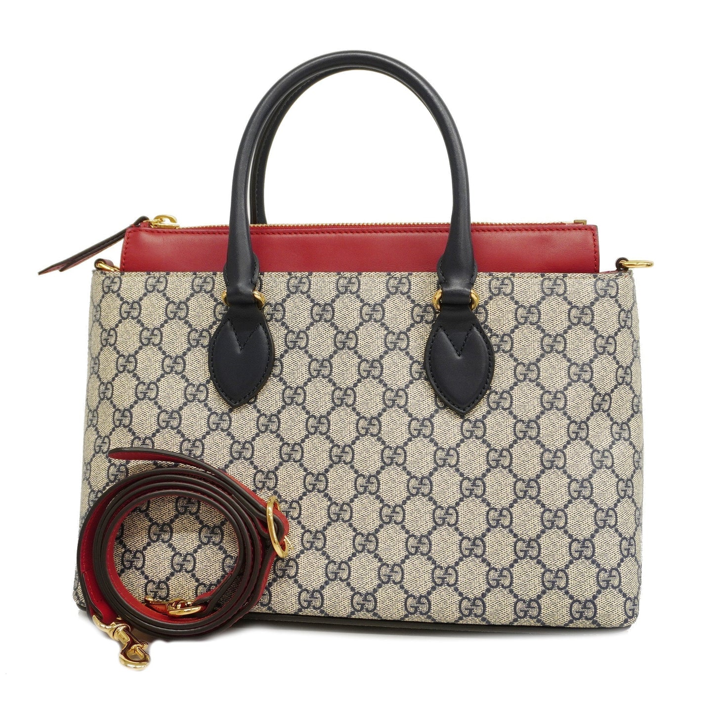 Gucci  2way Bag 409534 Women's GG Supreme HandBag,Shoulder Bag Navy,Red