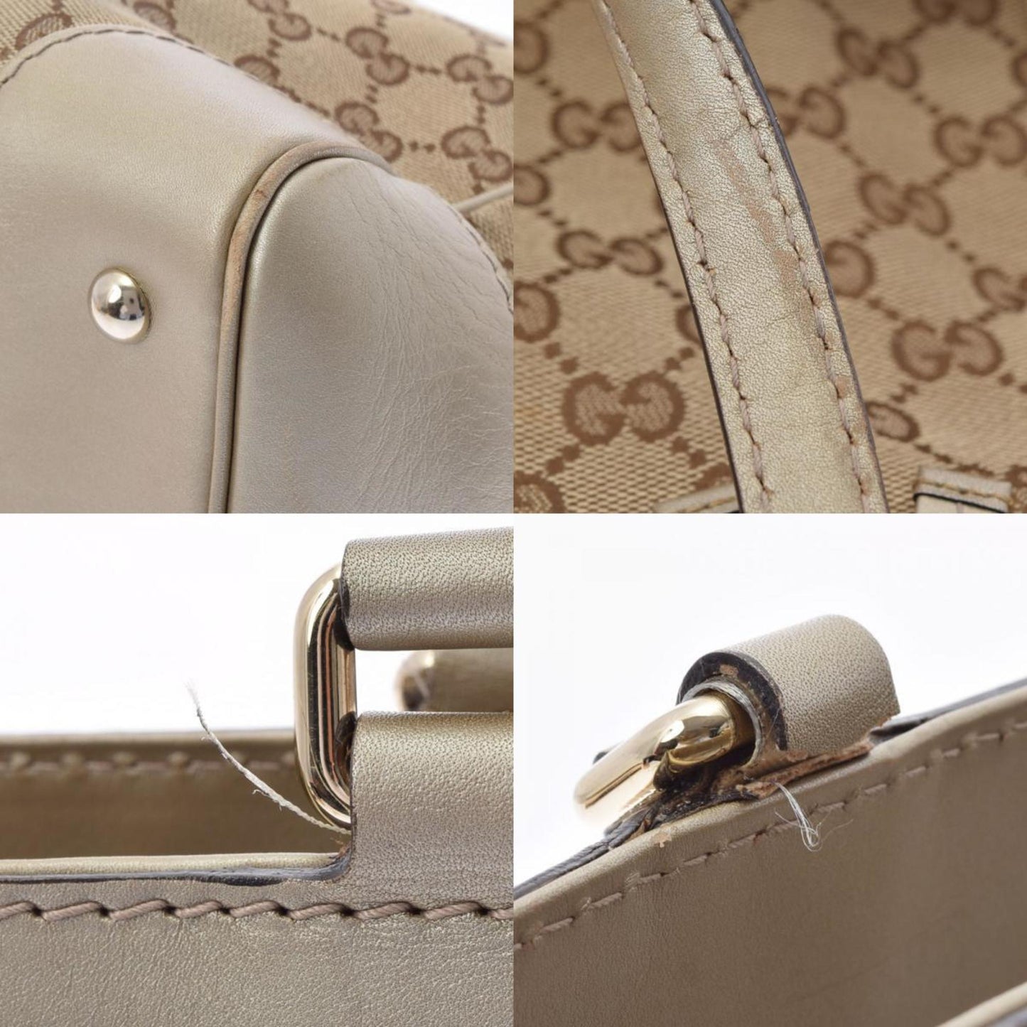 Gucci GG Pattern Tote Bag Beige/Gold 257061 Women's Canvas Leather