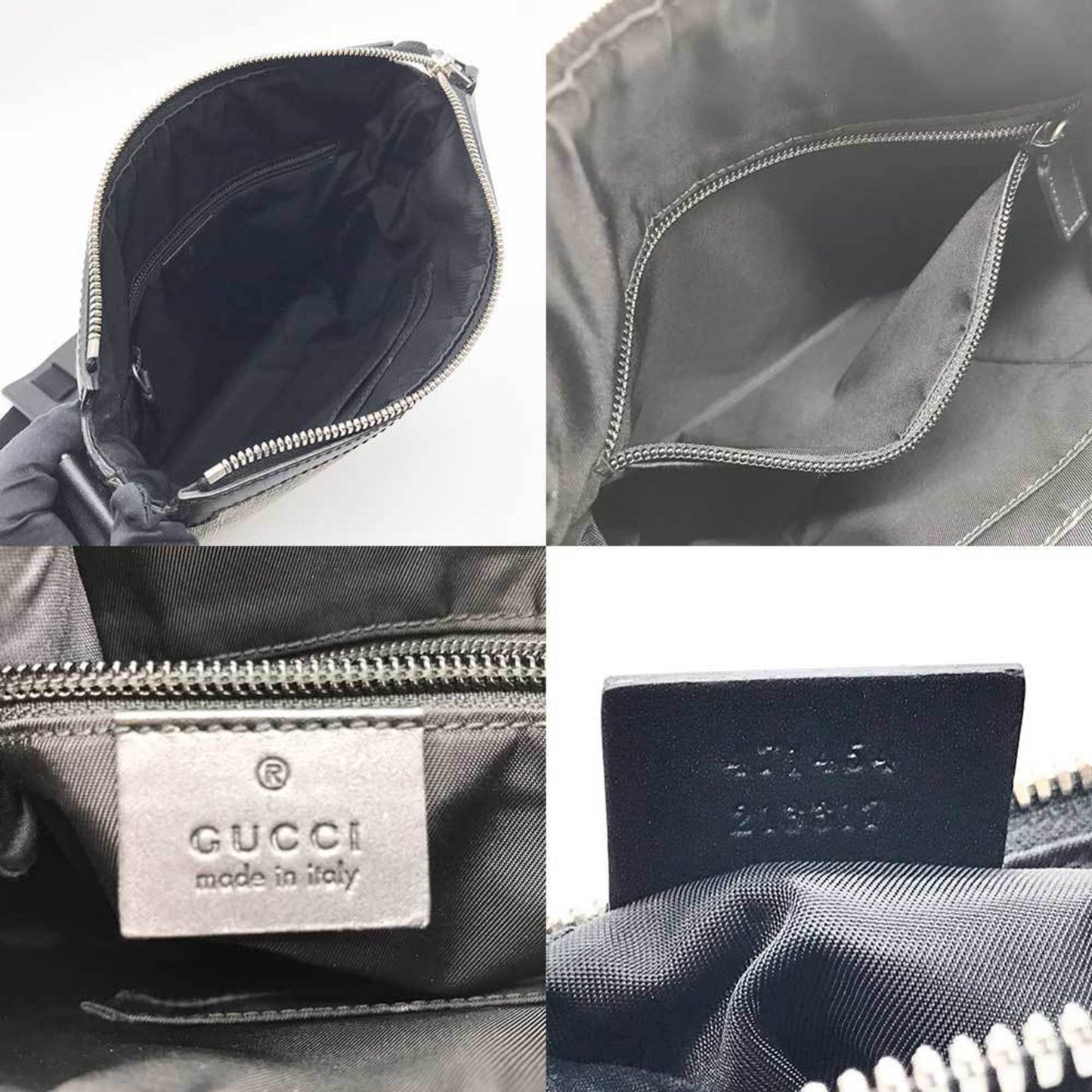 GUCCI Shoulder Bag Sherry Line GG Canvas Leather 471454 Black Beige