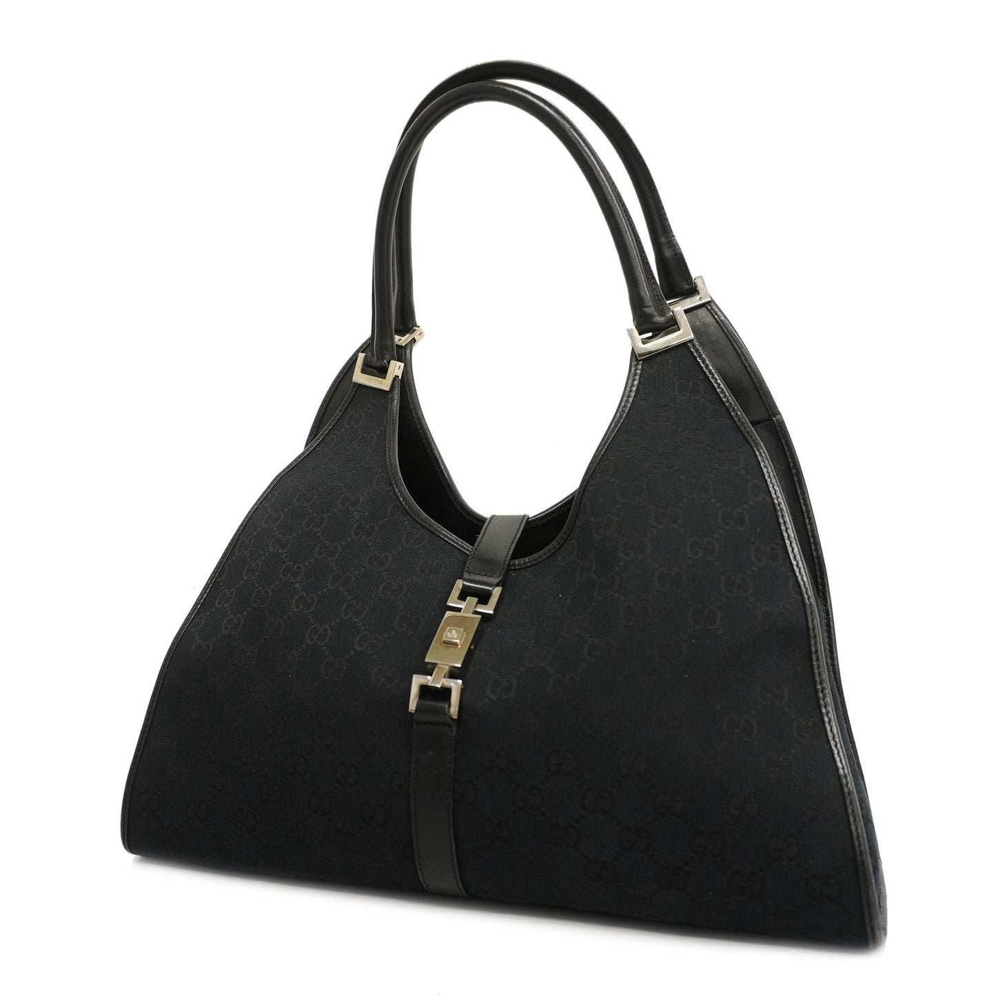 GUCCI  Jackie 124407 Women's GG Canvas,Leather Handbag Black