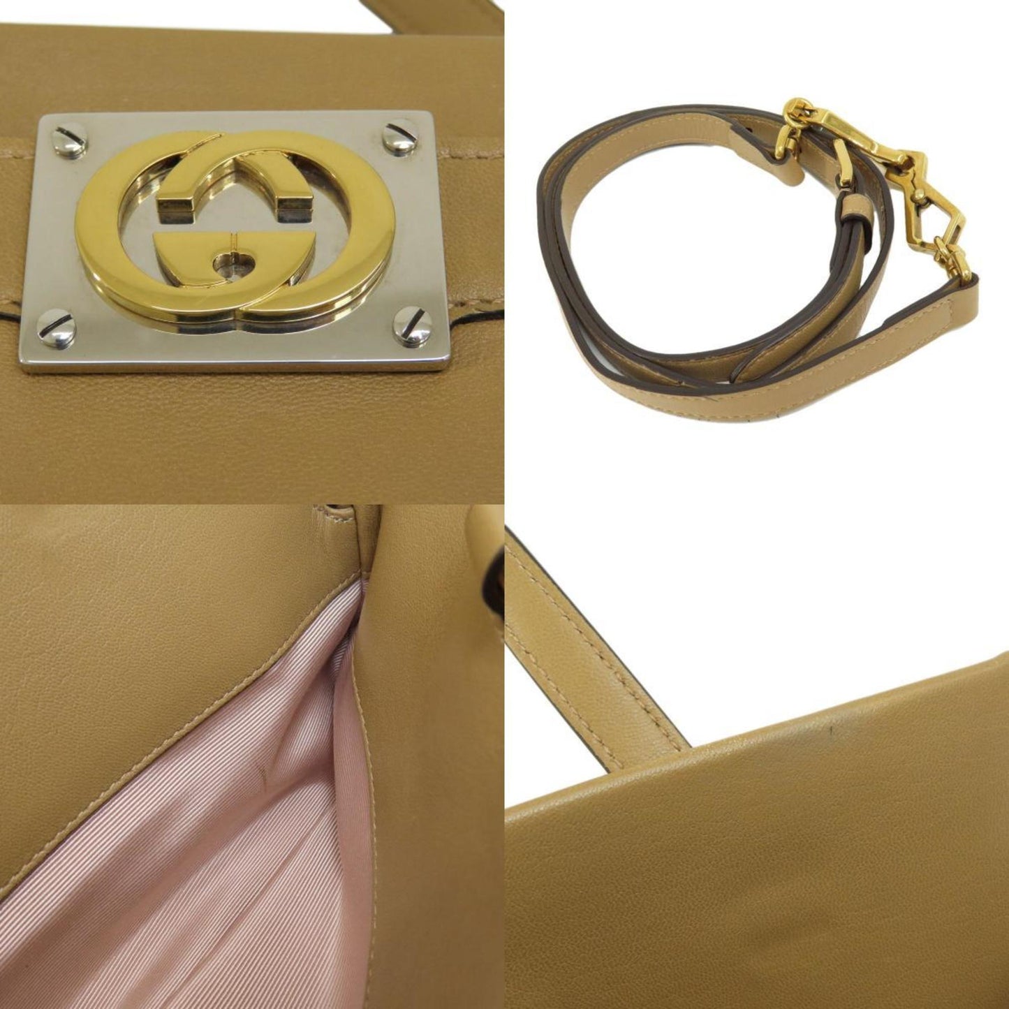 GUCCI 631663 Metal Handbag Leather Women's