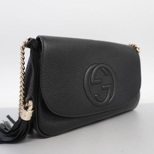 GUCCIAuth  Soho Shoulder Bag 536224 Women's Leather Shoulder Bag Black