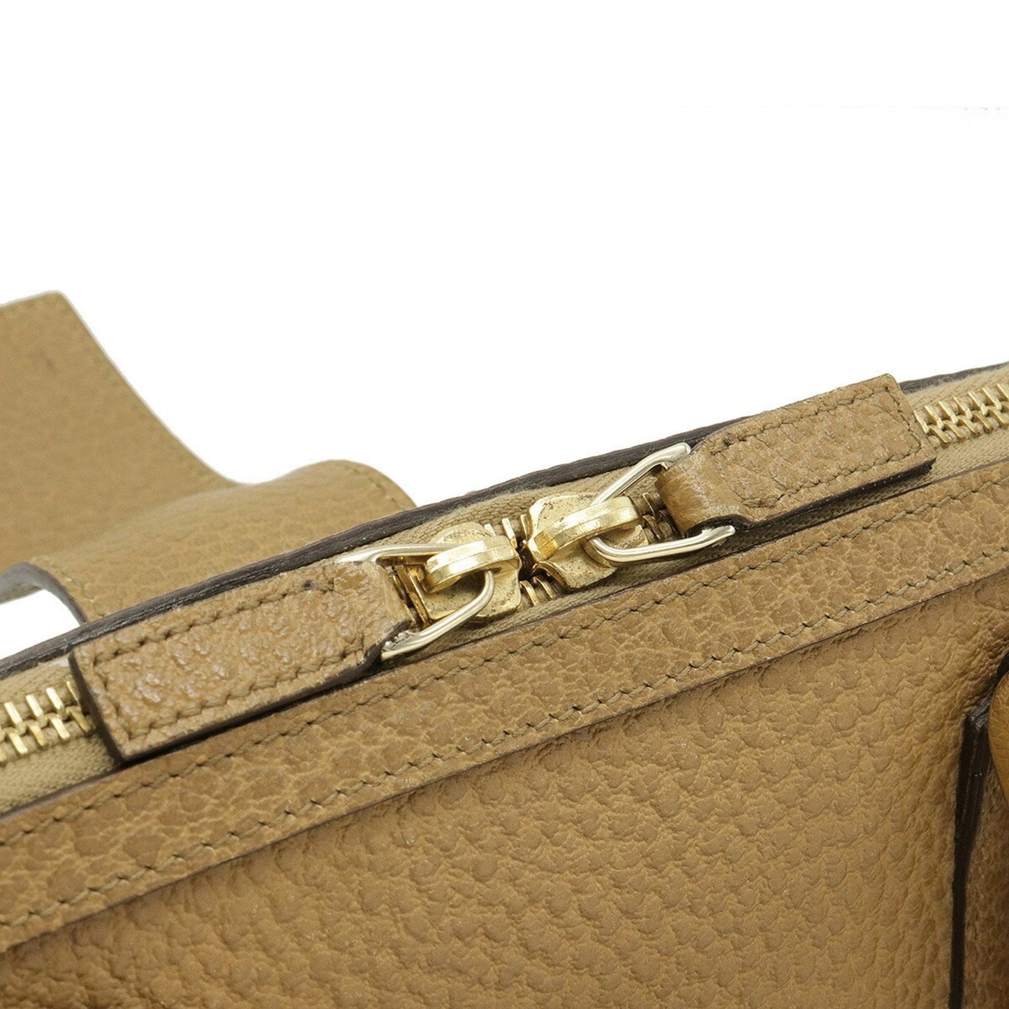 Gucci G Handbag Tote Bag Embossed Leather Camel 145822