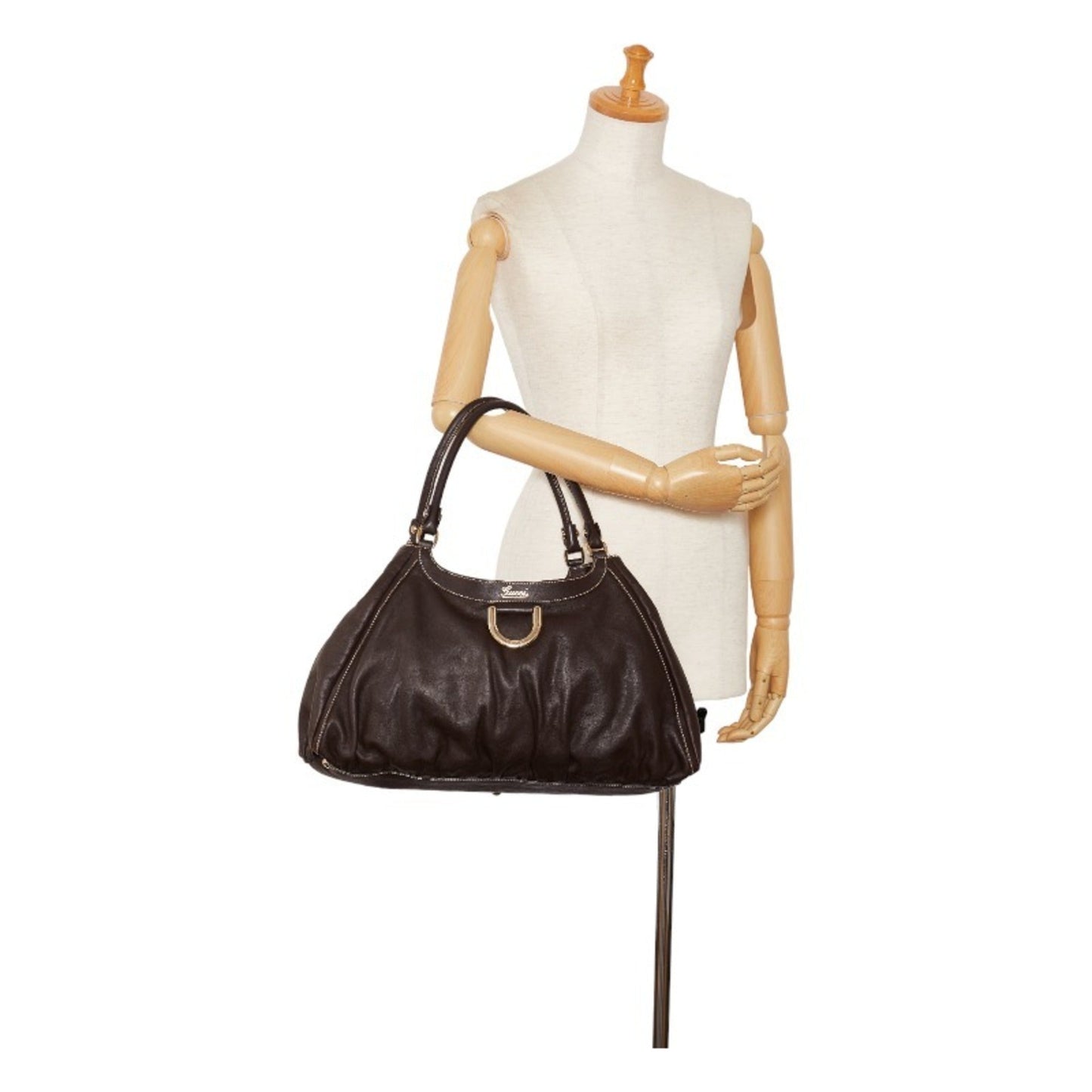 Gucci Abbey HandBag Shoulder Bag 189835 Brown Leather Ladies