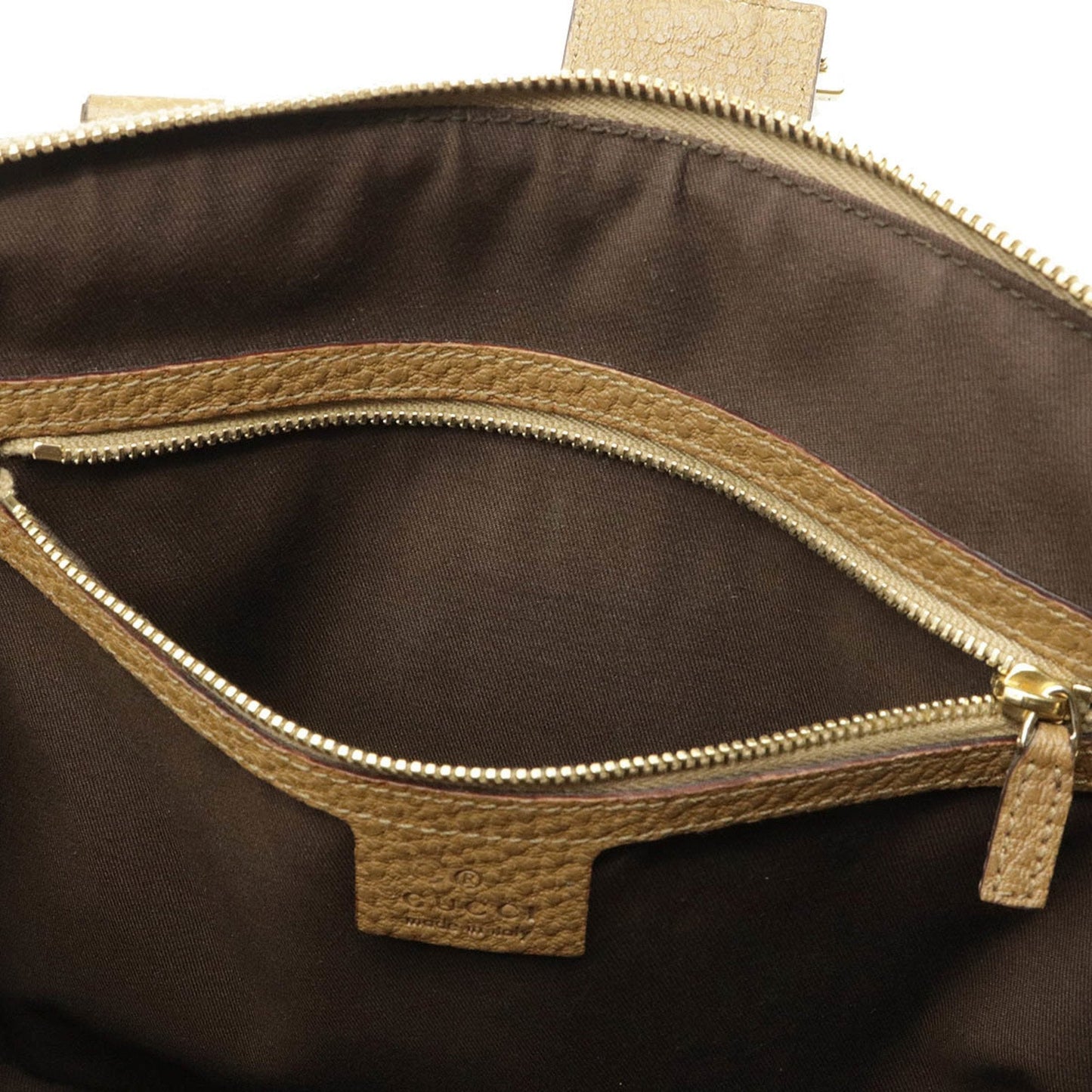 Gucci G Handbag Tote Bag Embossed Leather Camel 145822