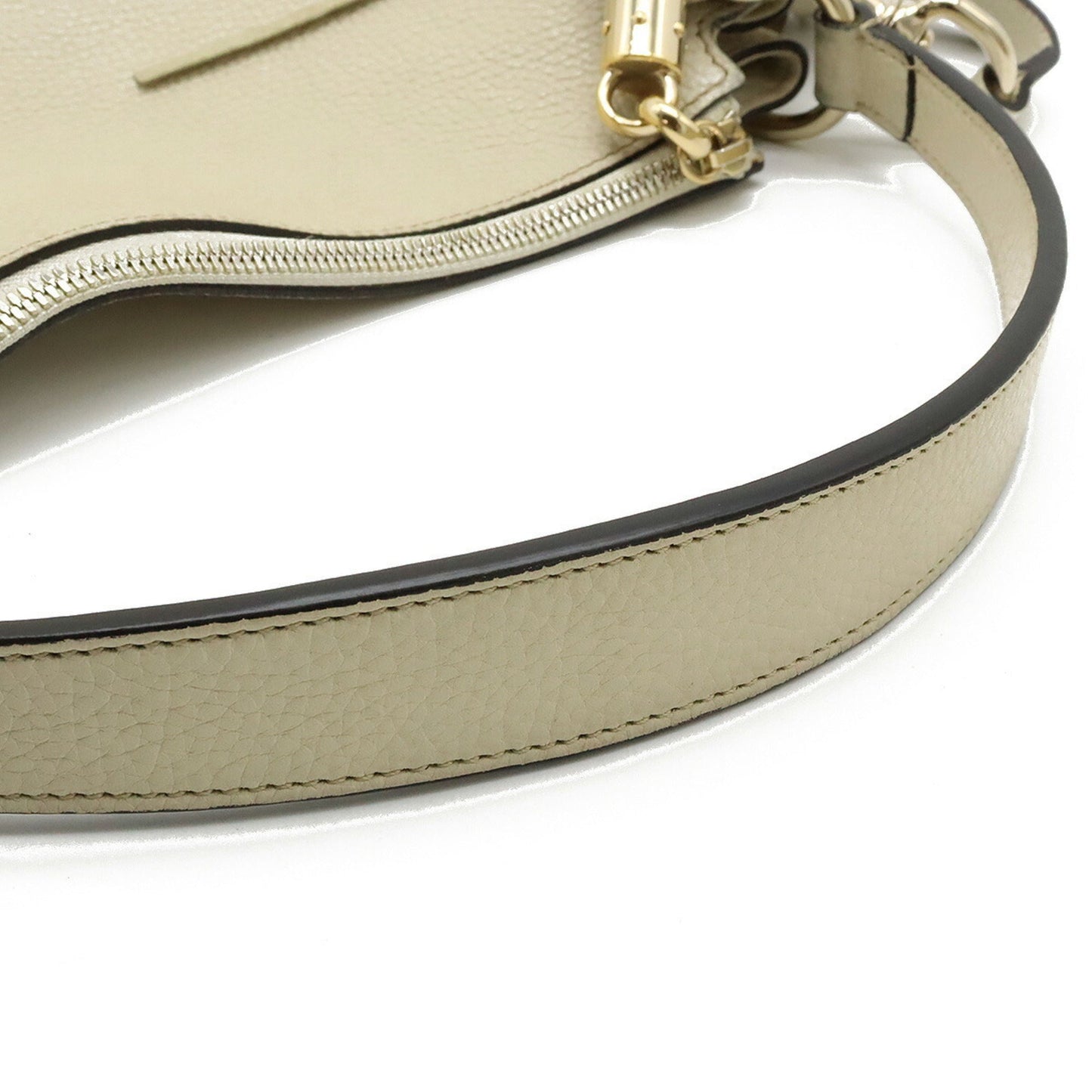 GUCCI Soho Interlocking G Tassel Shoulder Bag Handbag Leather Ivory 408825