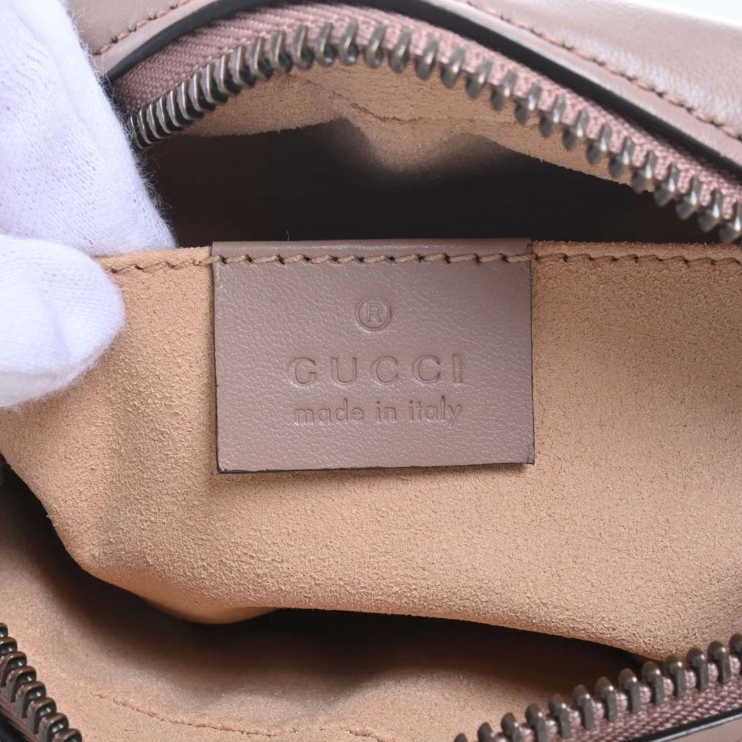 GUCCI GG Marmont Leather Chain Shoulder Bag 448065 Pink Beige Women's