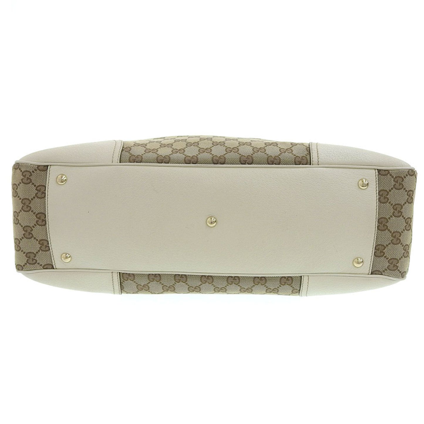 Gucci GG Canvas Princie Tote Bag Handbag Sherry Line Ribbon Leather Brown x Beige 161719 204046