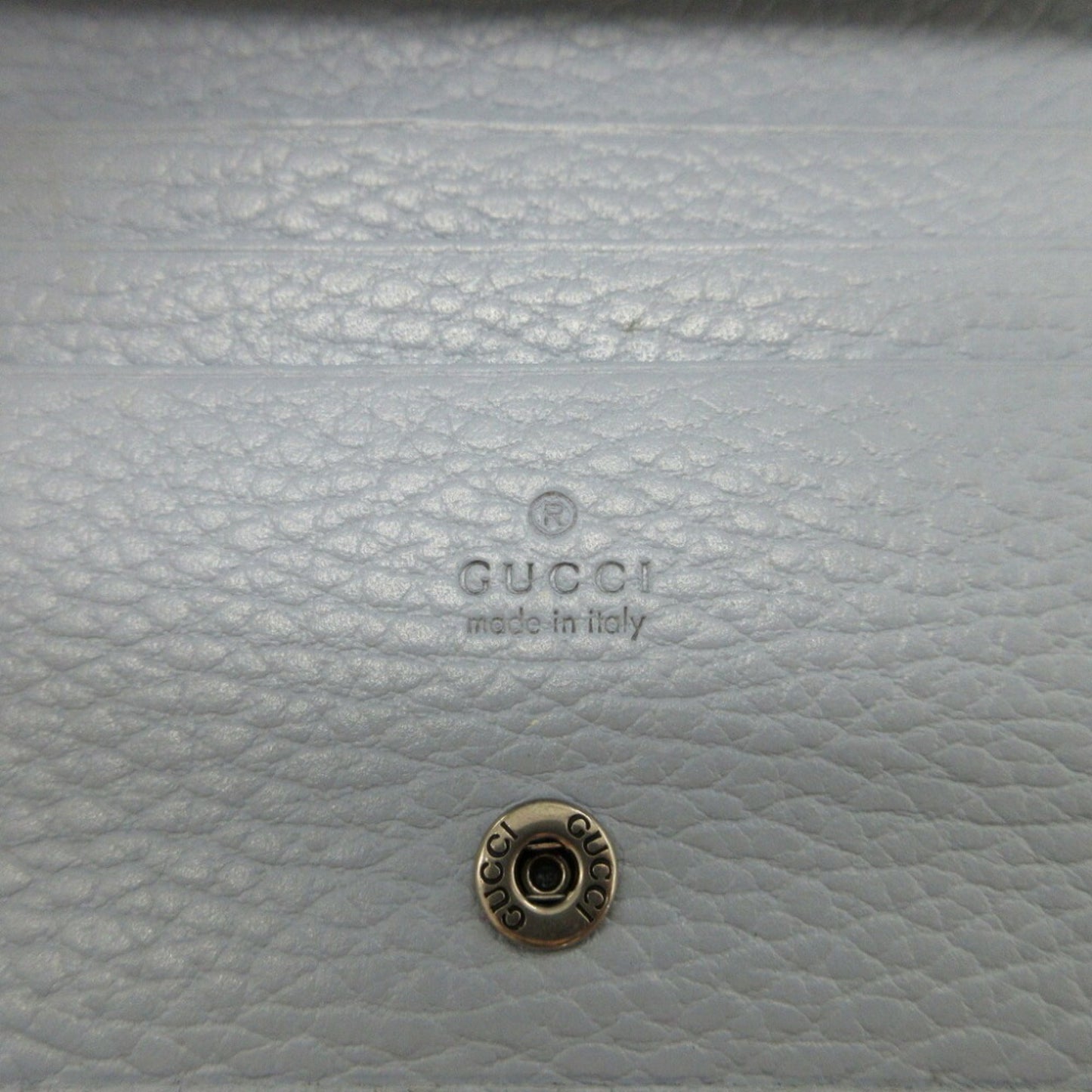 GUCCI Double G 701074 Leather Light Blue Chain Shoulder Bifold Wallet