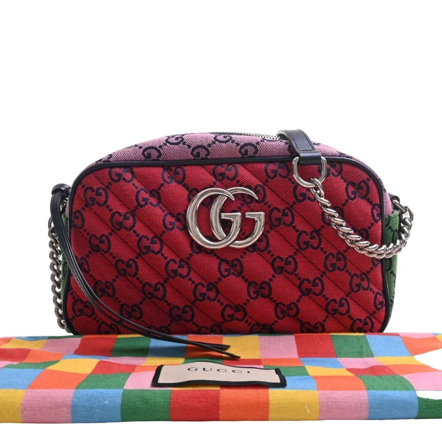 GUCCI GG Marmont Canvas Leather Chain Shoulder Bag 447632 Multicolor Women's