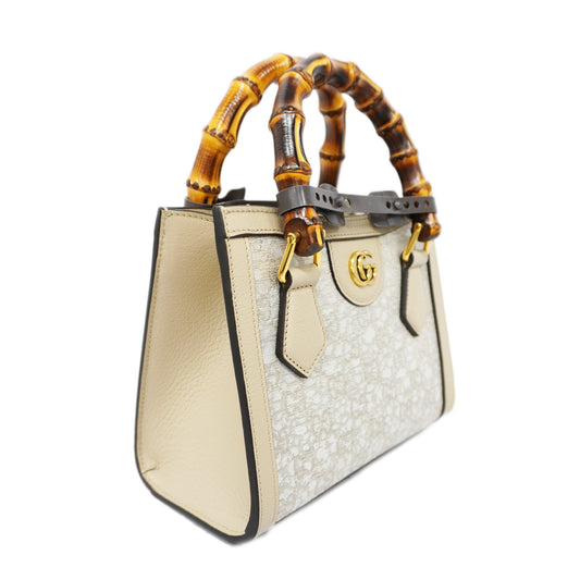 GUCCI  2way Bag Diana 702732 Leather,Canvas Handbag,Shoulder Bag Grayish
