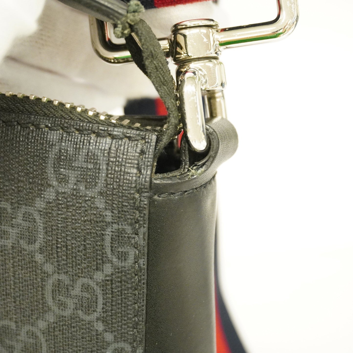 Gucci  474137 Men's PVC,Leather Shoulder Bag Black