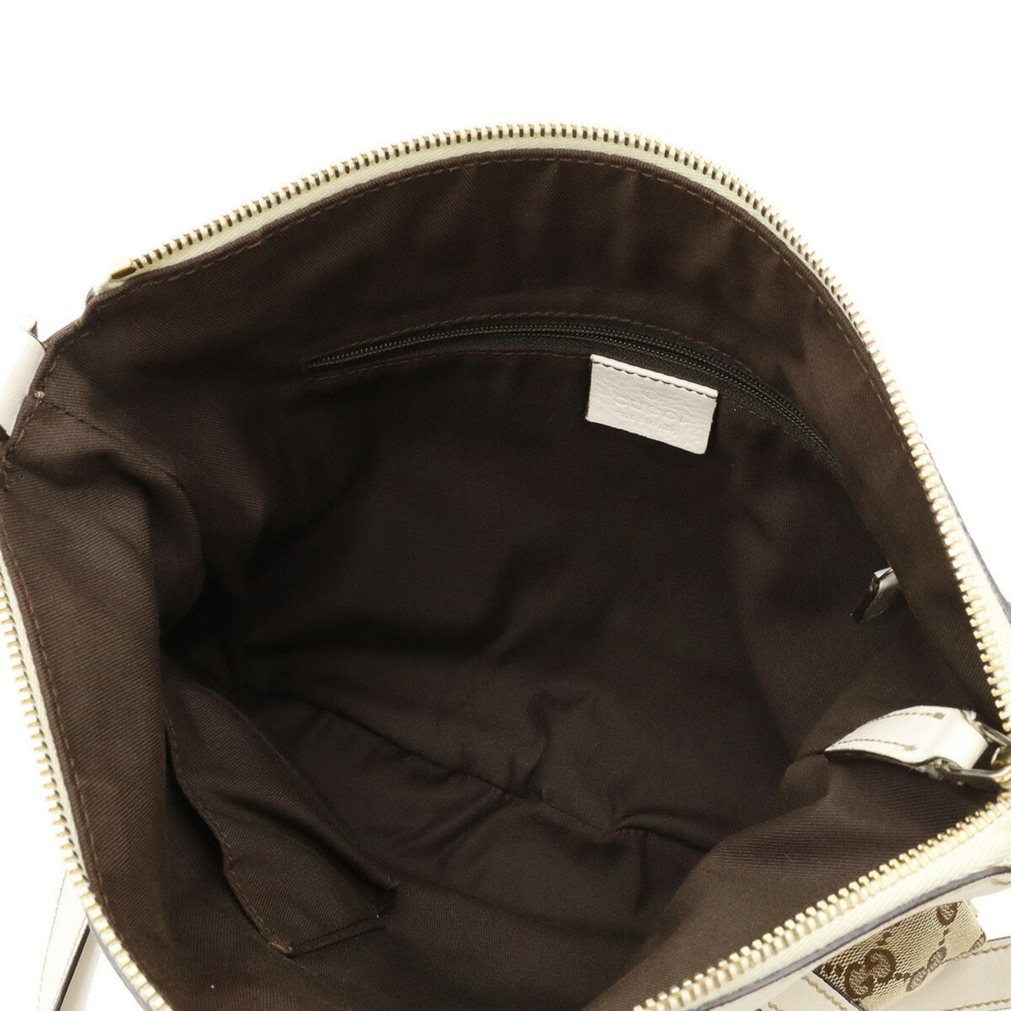 GUCCI GG Canvas Abbey Shoulder Bag Leather Khaki Beige Off-White White 203257