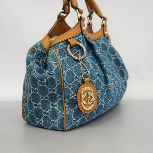 GUCCI  Sukey GG Denim 211944 Women's Denim Handbag Blue