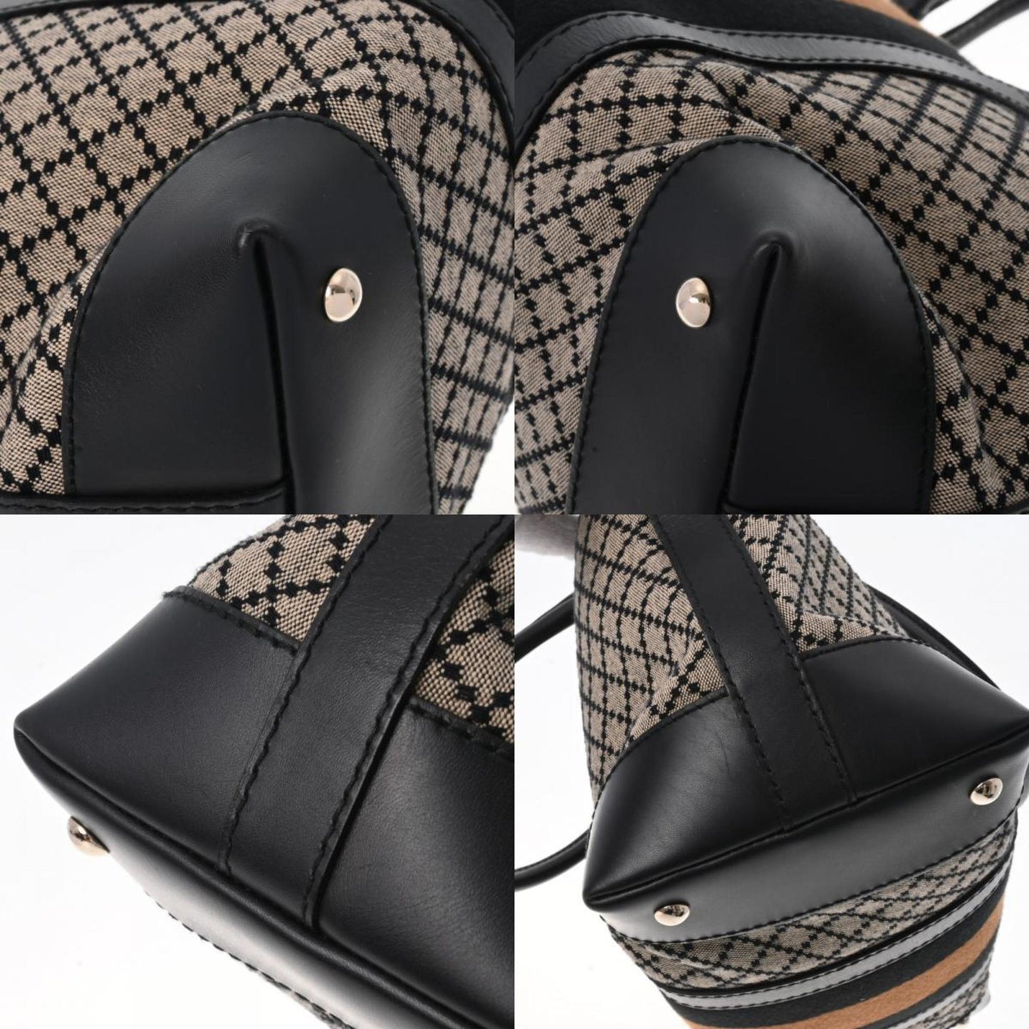 Gucci Diamante 2way Beige/Black/Brown 257341 Ladies Canvas Leather Tote Bag