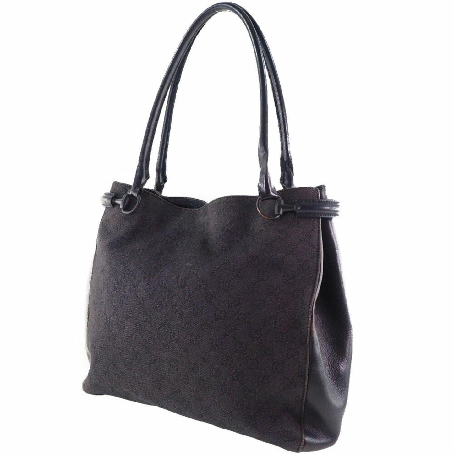 Gucci 101346 GG canvas x leather black unisex tote Bag