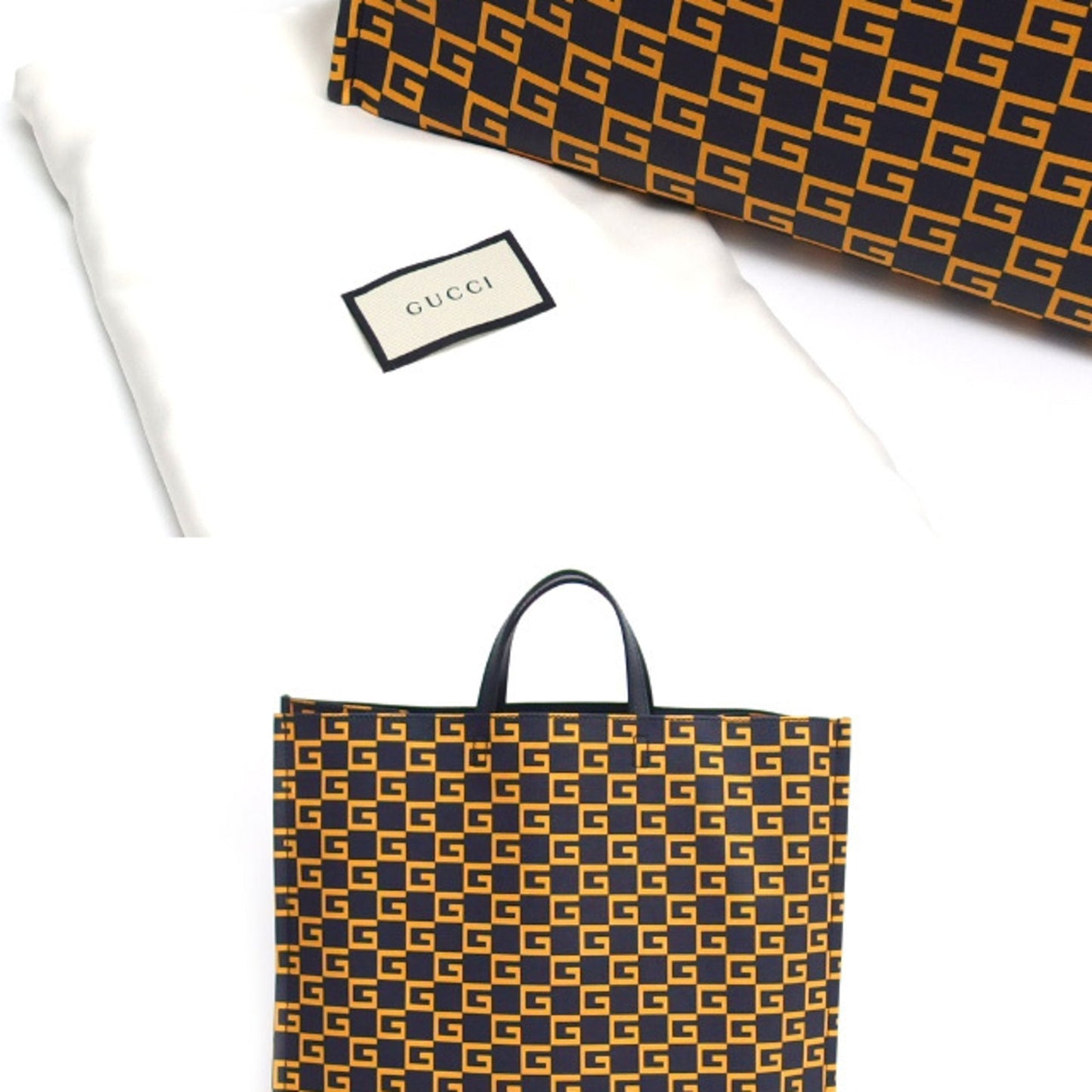 Gucci Square G Print Tote Bag Dark Navy x Yellow Series 20190617 2-SS201912