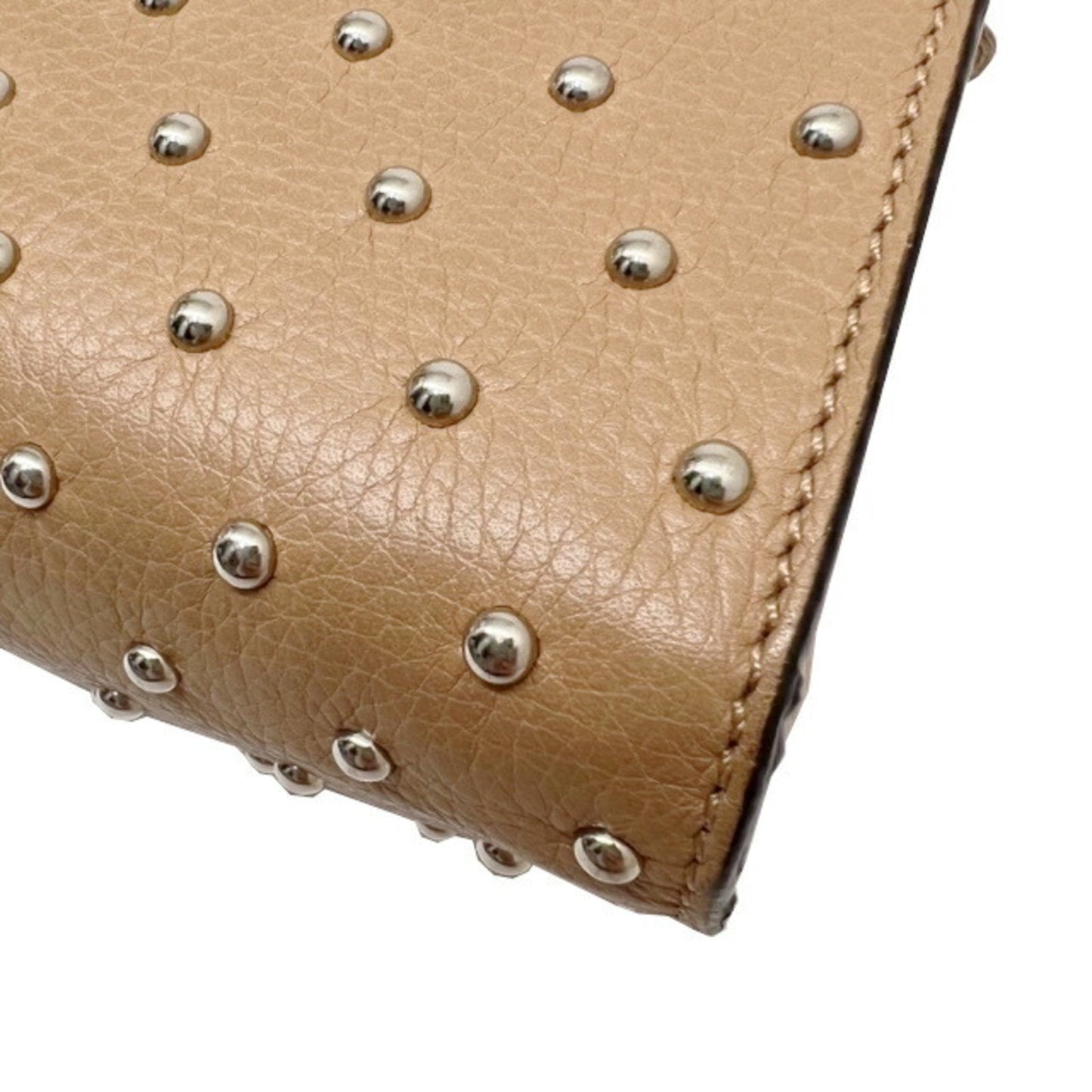 Gucci bamboo studs with fringe chain shoulder Bag ladies pink beige leather 387611