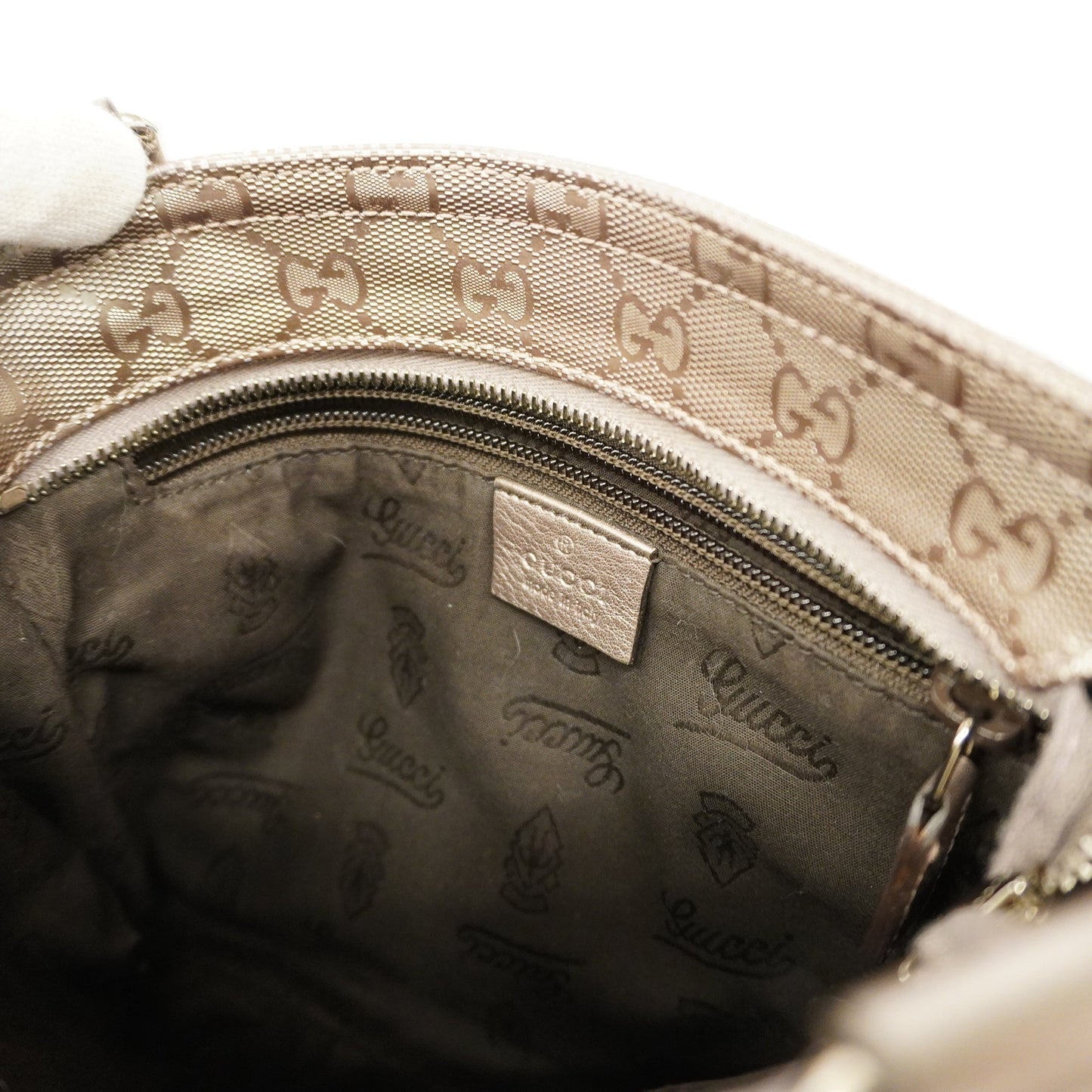 GUCCI  GG Imprime 201538 Women's Leather Shoulder Bag Gray