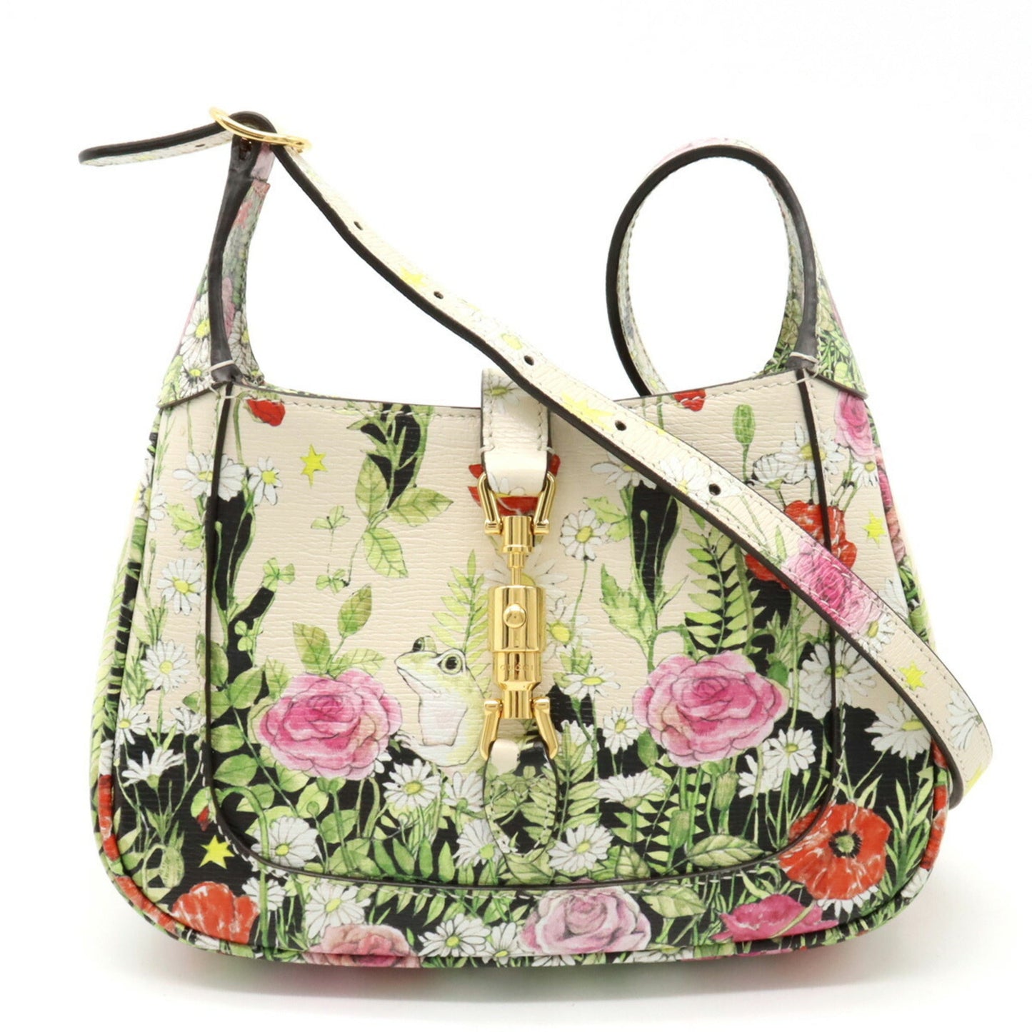 GUCCI Jackie 1961 Hobo Handbag Shoulder Higuchi Yuko Collaboration Flower Leather Ivory Day Limited 637091