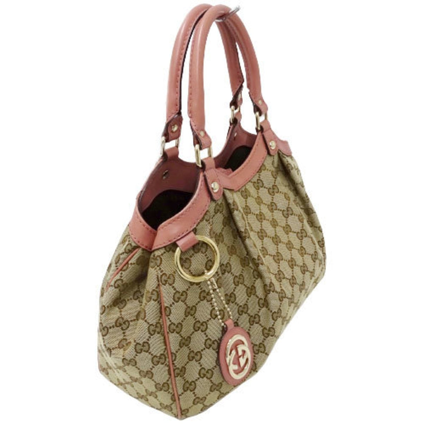 Gucci Bag Ladies Tote HandBag GG Canvas Suki 211944 Beige Brown Pink