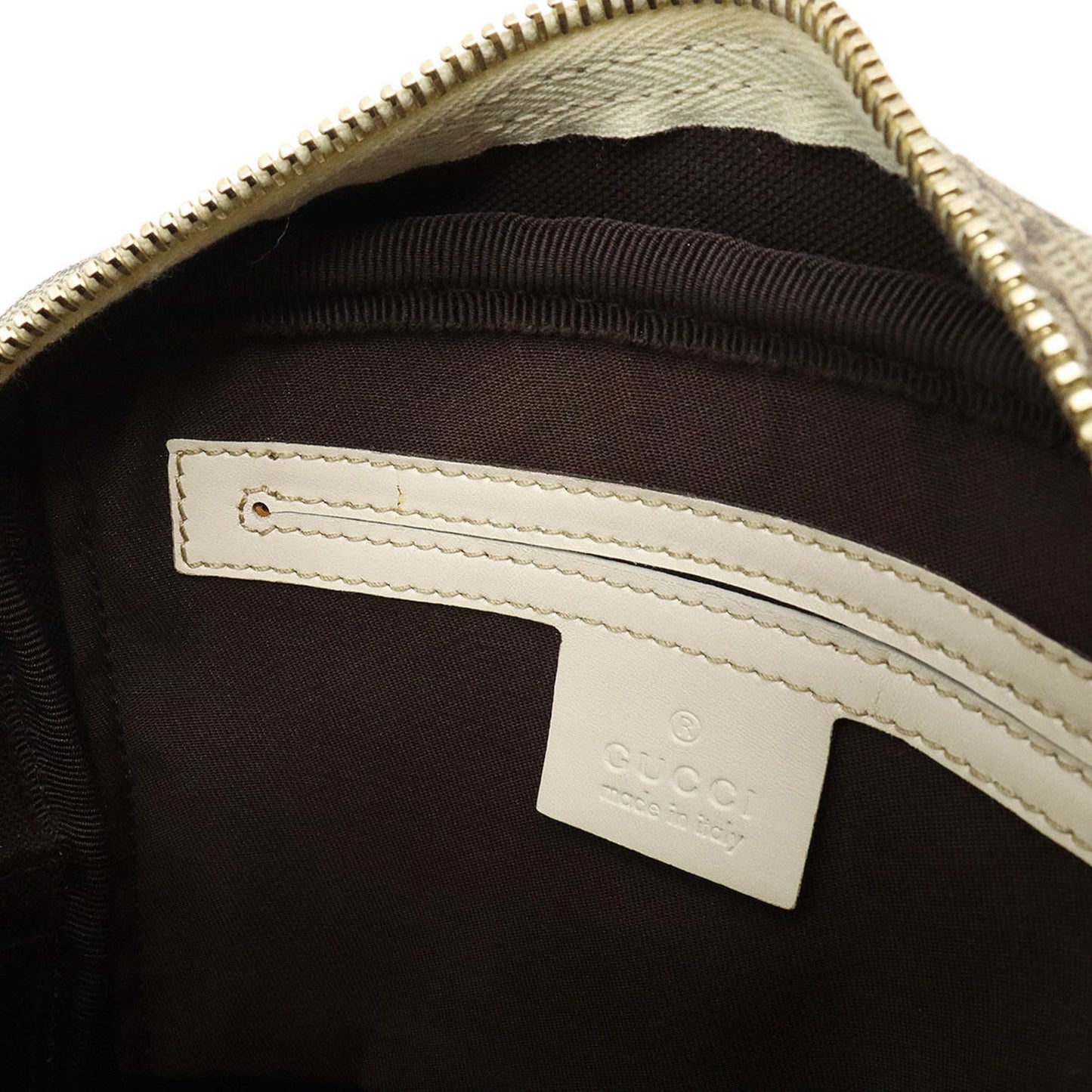 GUCCI GG Plus Supreme Shoulder Bag Pochette PVC Leather Khaki Beige Brown Ivory 233268