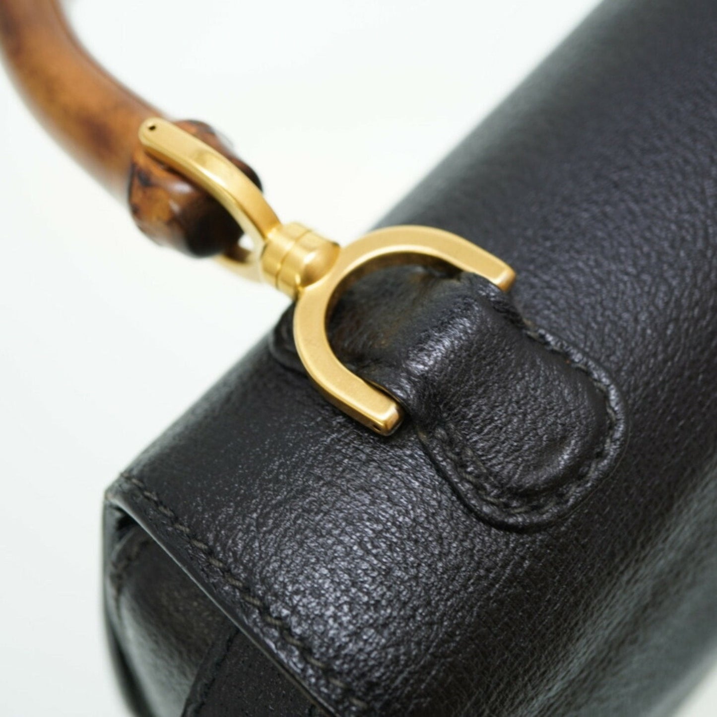 Gucci bamboo shoulder hand Bag leather black