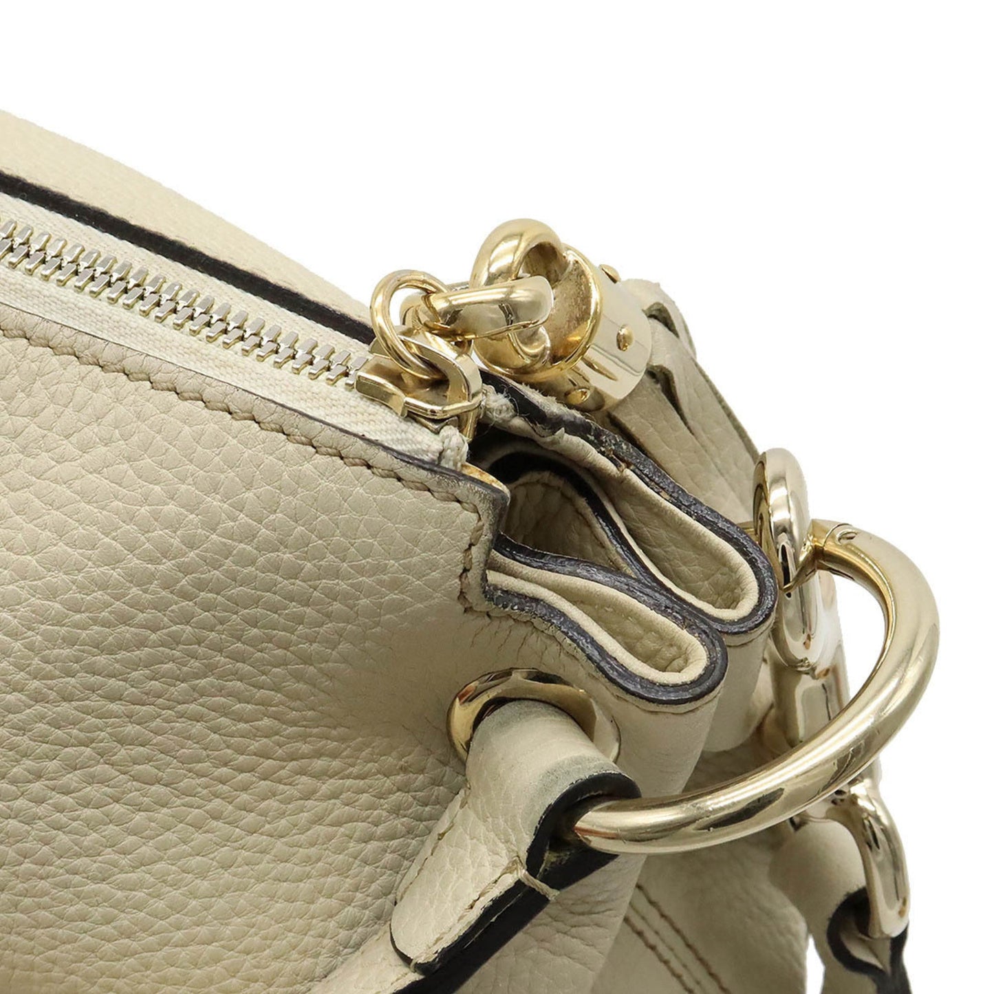 GUCCI Soho Interlocking G Tassel Shoulder Bag Handbag Leather Ivory 408825
