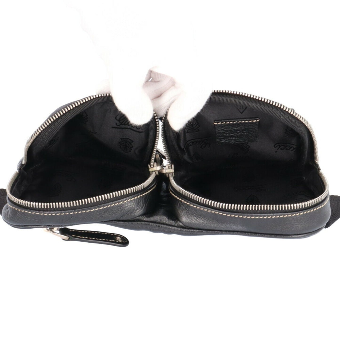 GUCCI Waist Bag Leather Black Men's