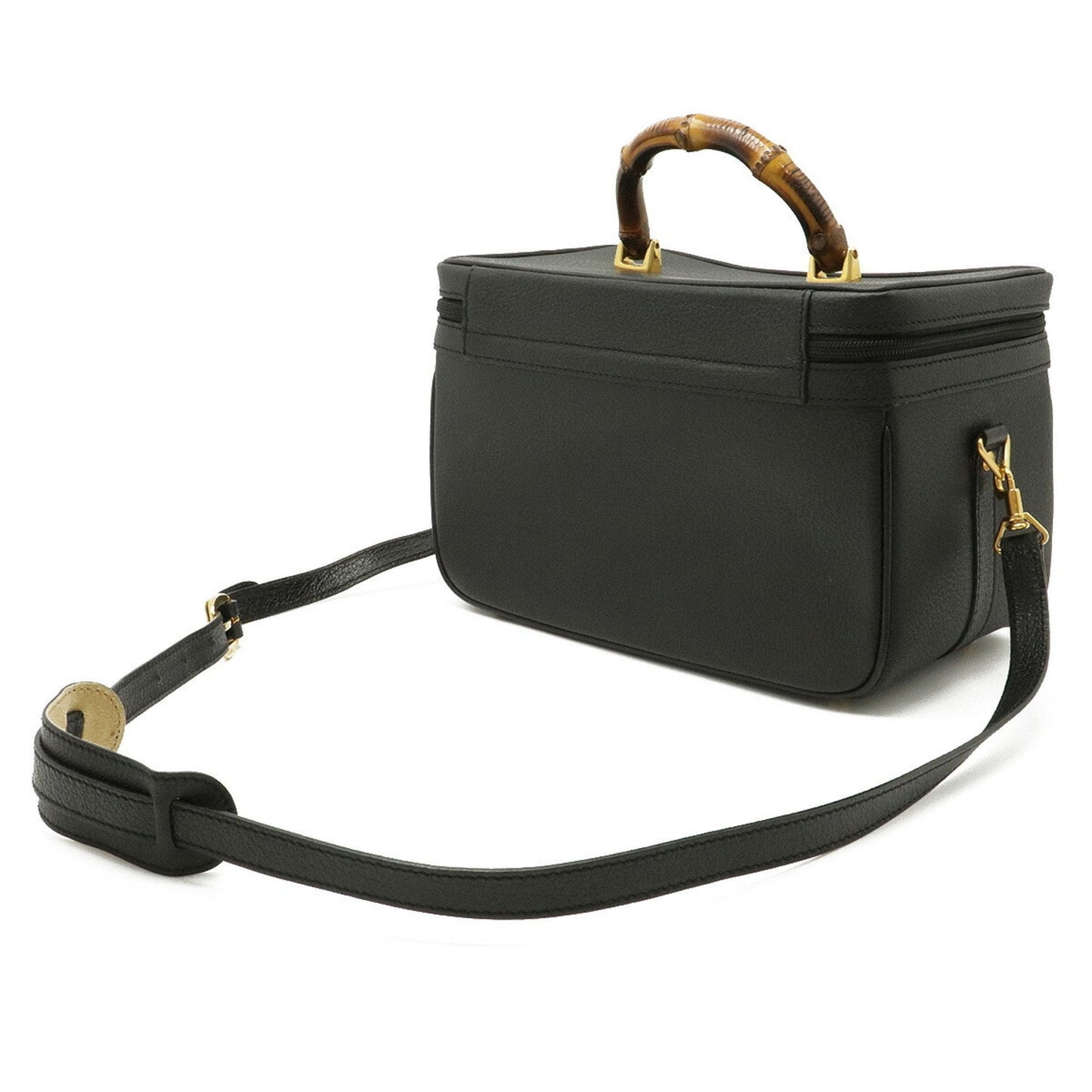 Gucci bamboo vanity bag handbag shoulder leather black 013 122 2491