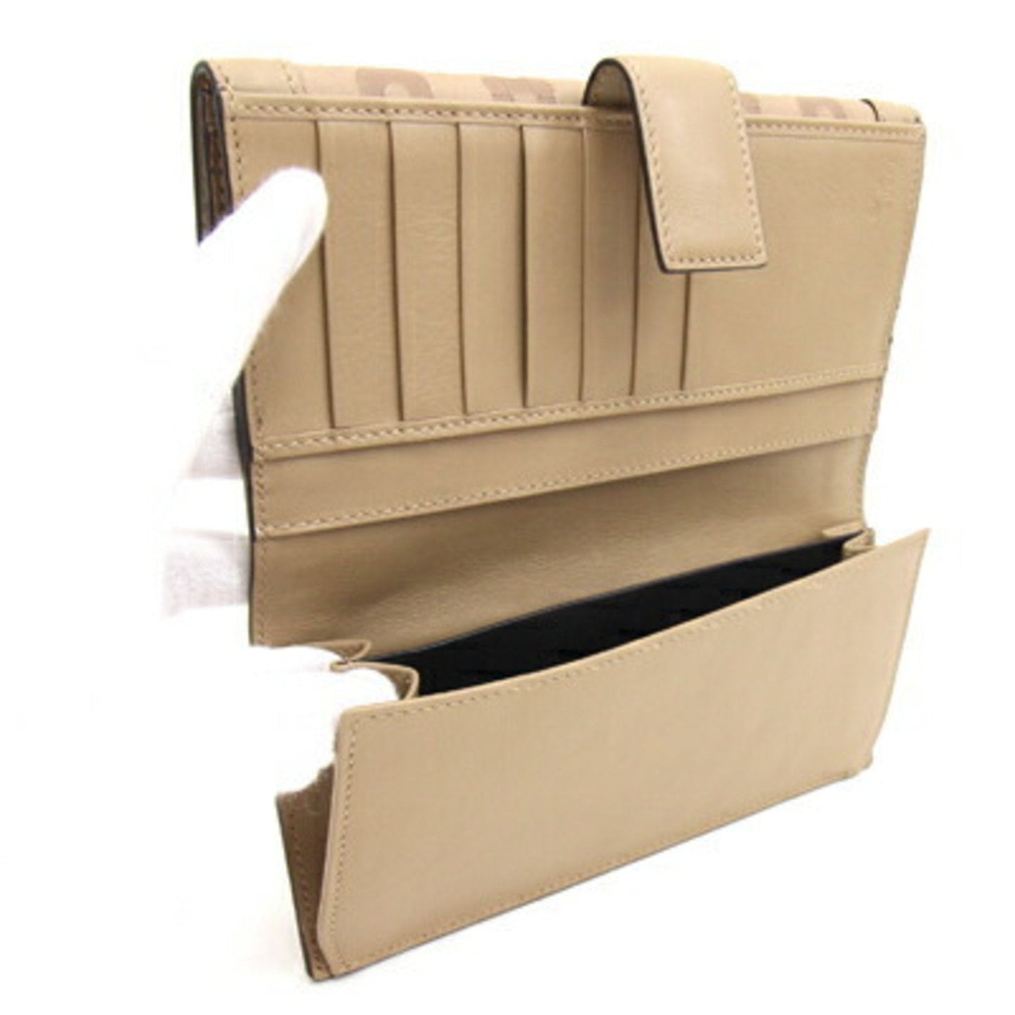 GUCCI W Long Wallet Horsebit 231839 Beige Leather Jackie Ladies