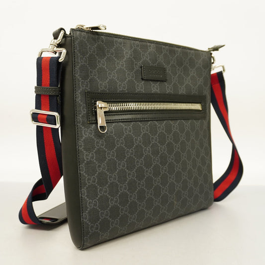 Gucci  474137 Men's PVC,Leather Shoulder Bag Black