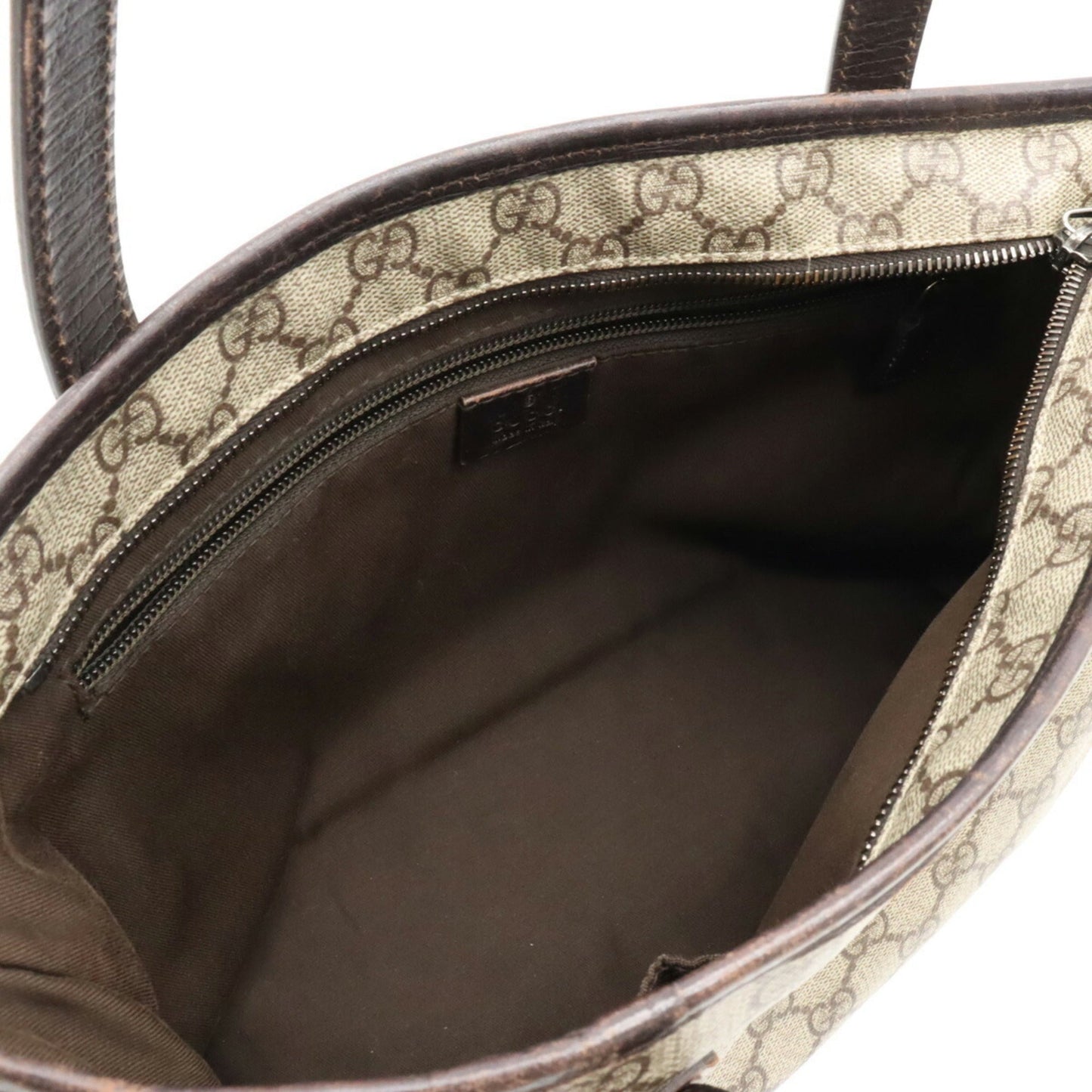 GUCCI GG Supreme Plus Tote Bag Shoulder Beige Dark Brown 181086
