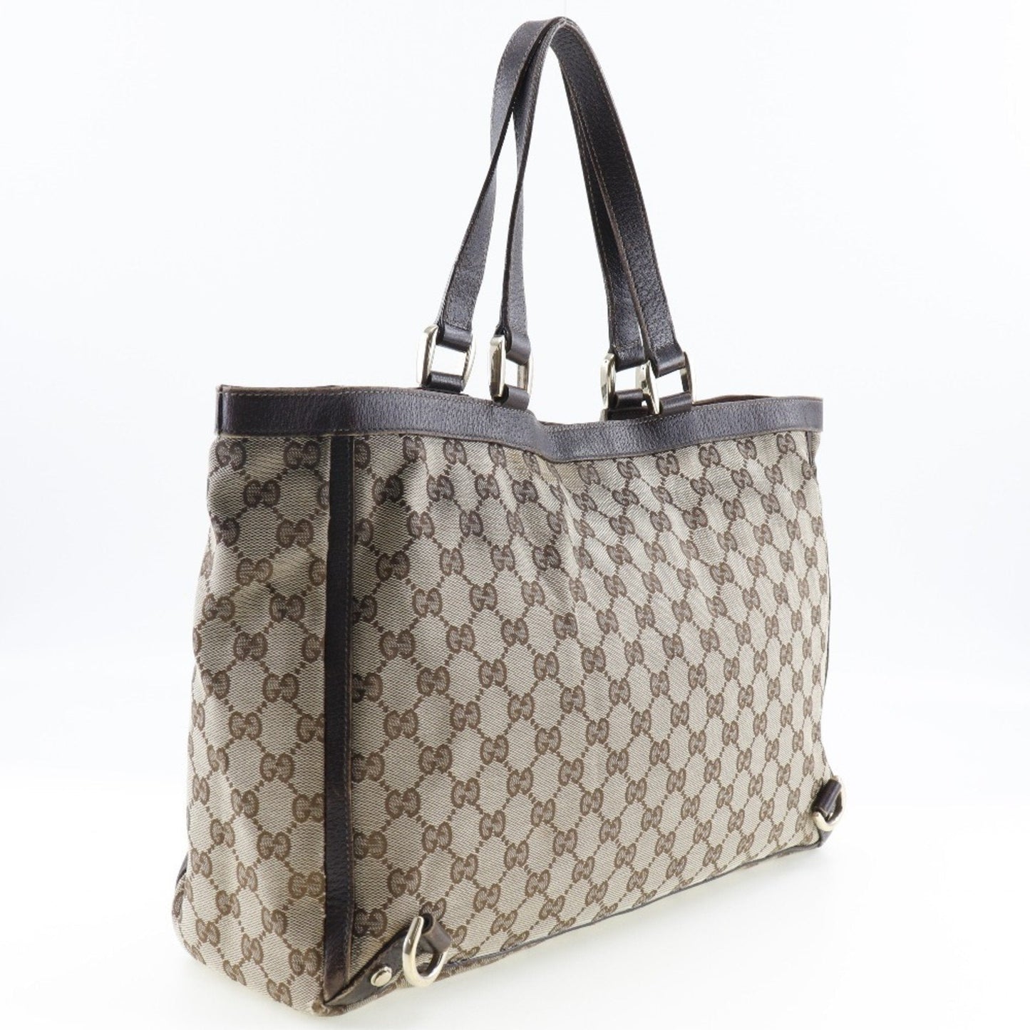 Gucci Abbey Tote Bag 141472 GG Canvas x Leather Beige/Brown Ladies