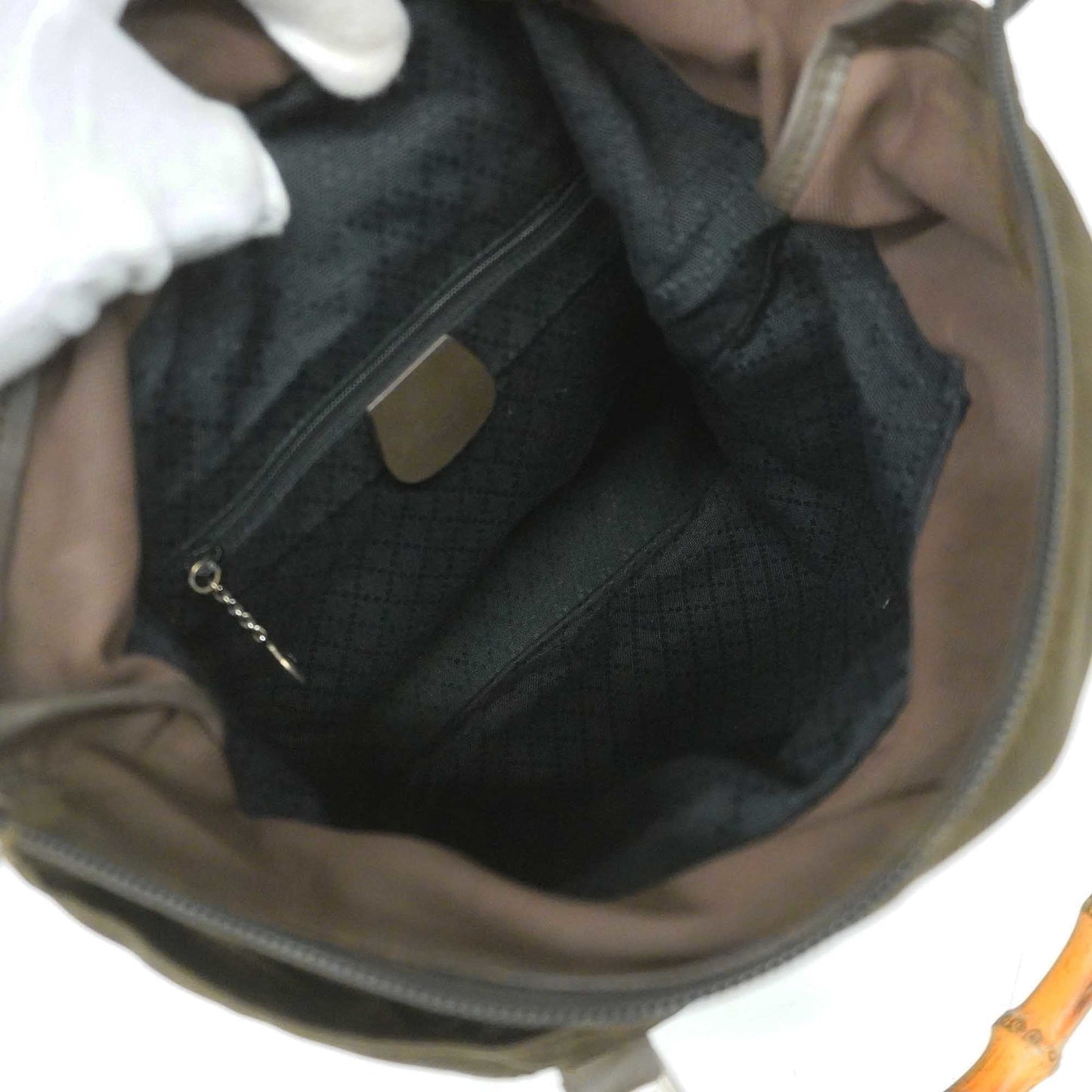GUCCI  Bamboo Handbag 000 1998 0508 Women's Nylon Canvas Handbag Brown