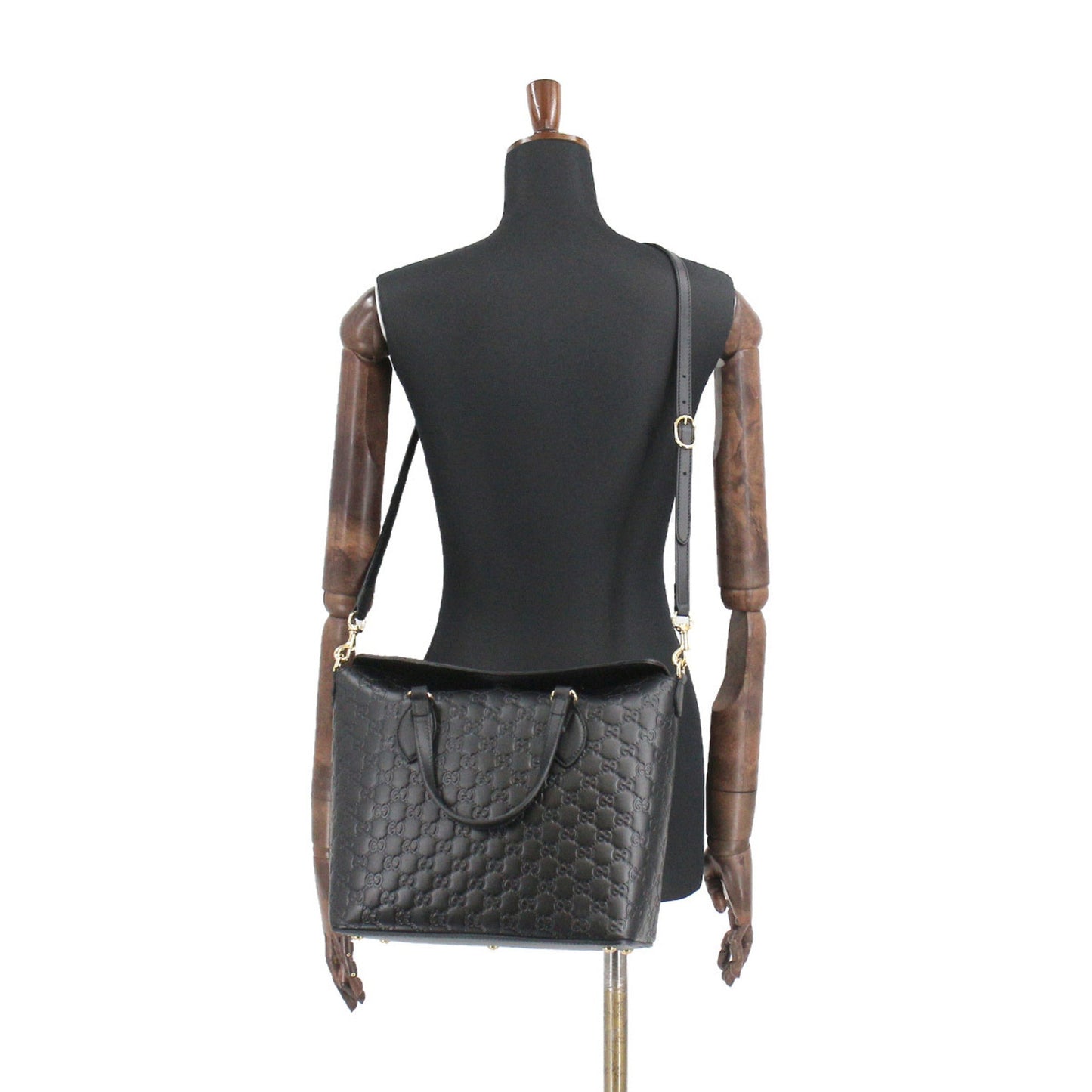 Gucci Guccisima 2way tote shoulder bag leather black 428226 Guccissima Bag