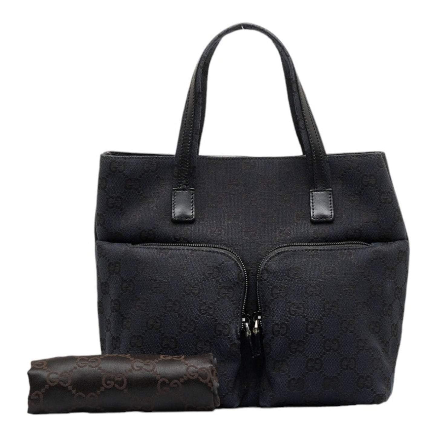 GUCCI GG canvas handbag tote bag 0021080 black leather ladies
