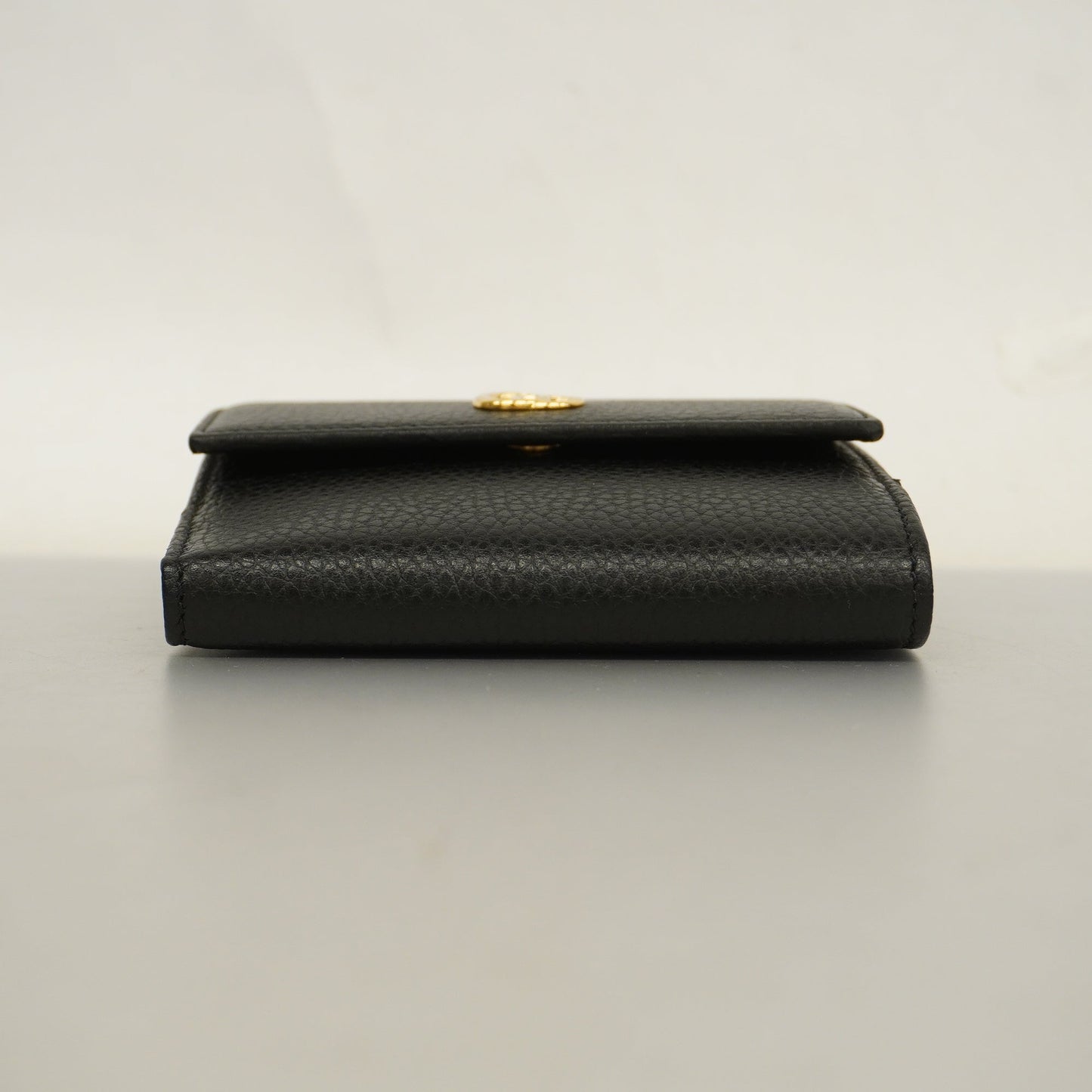 GUCCIAuth  GG Marmont Gold Hardware 456122 Women's Leather Wallet Black