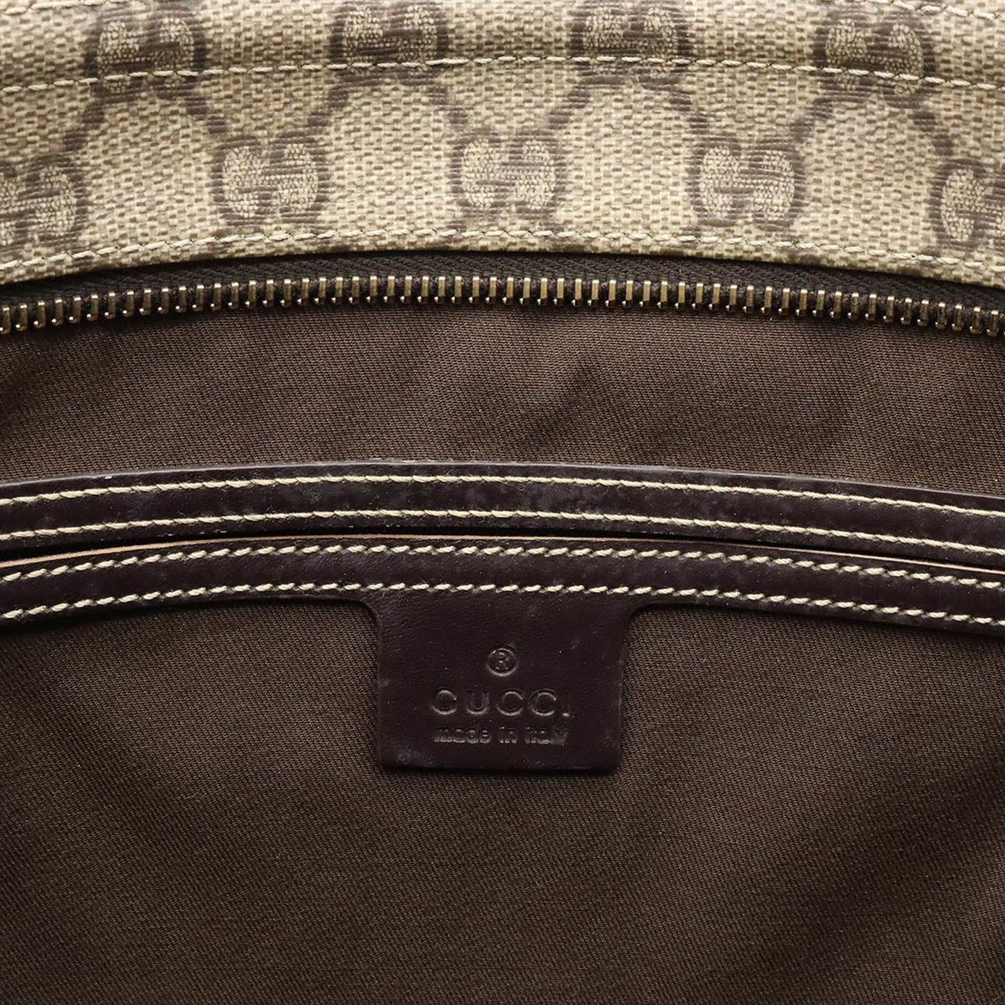 GUCCI GG Supreme Plus Shoulder Bag PVC Leather Beige Brown Dark 201446