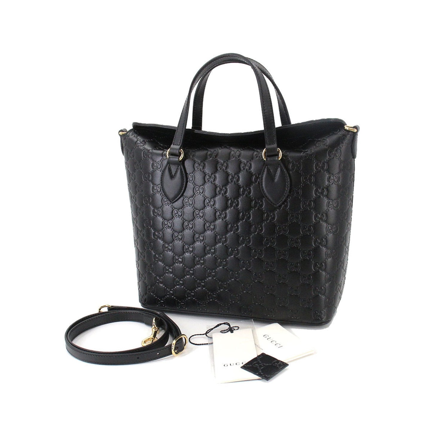 Gucci Guccisima 2way tote shoulder bag leather black 428226 Guccissima Bag