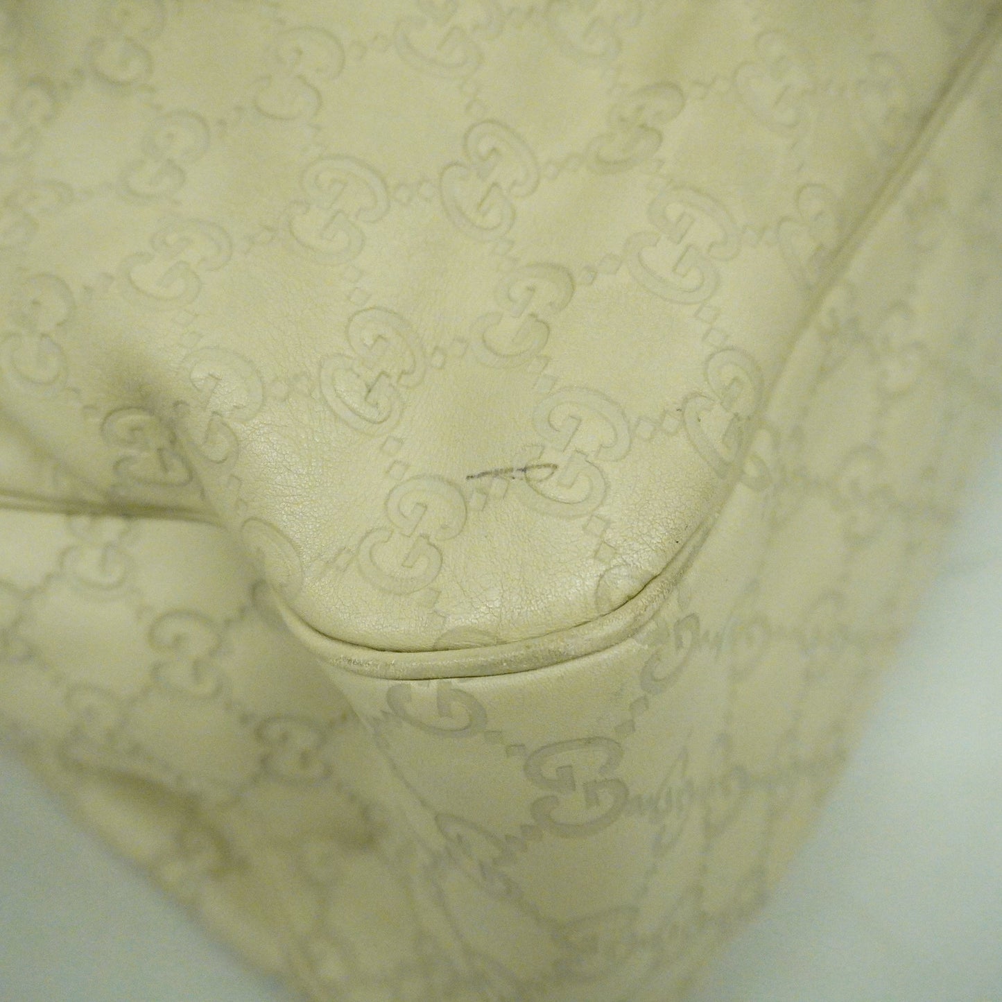 GUCCI  Sukey  Sima 211944 Women's Leather Tote Bag Ivory