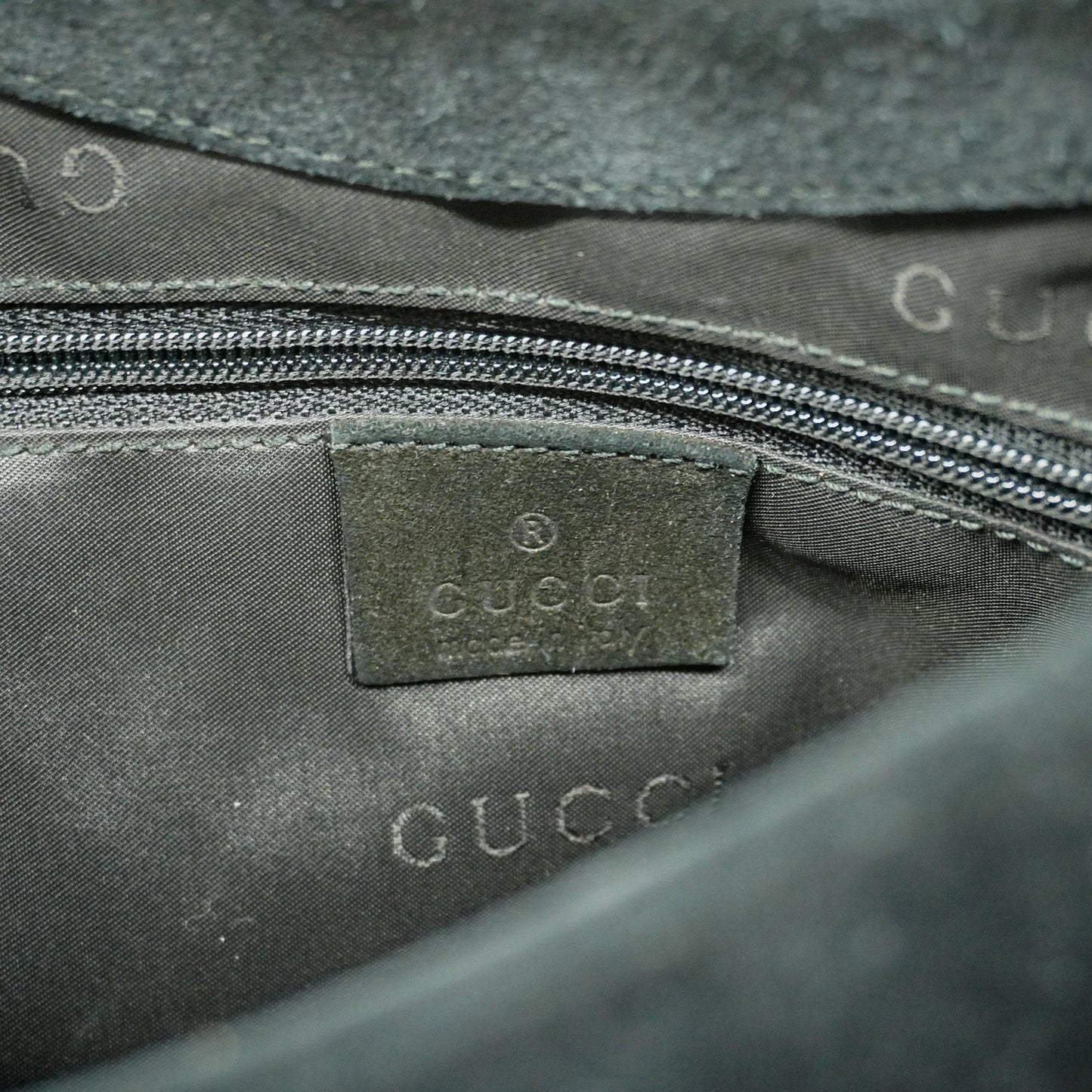 Gucci Bamboo Offdia 001 3244 Women's Suede Shoulder Bag Black