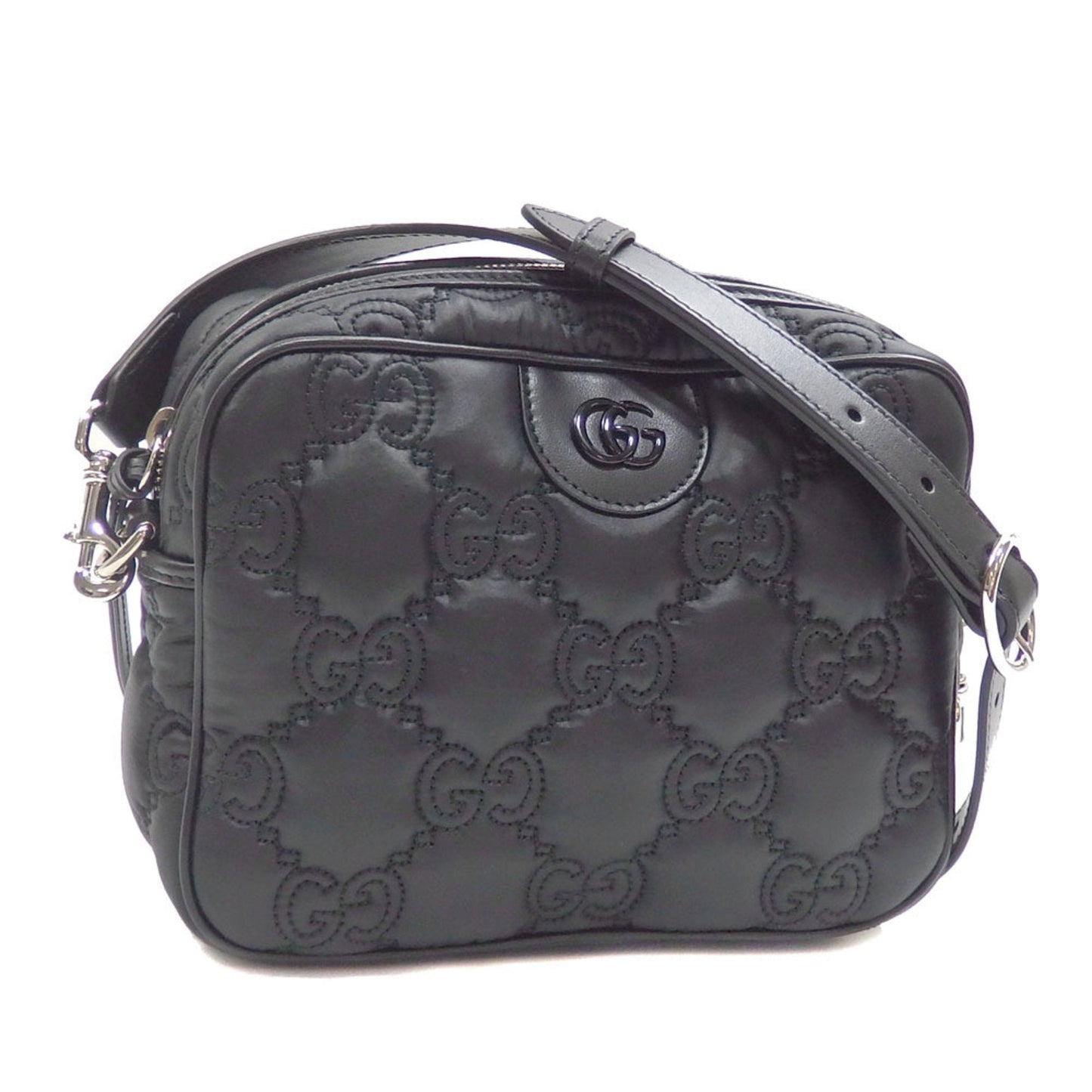 GUCCI Shoulder Bag GG Matelasse Small Women's Black Leather 702234