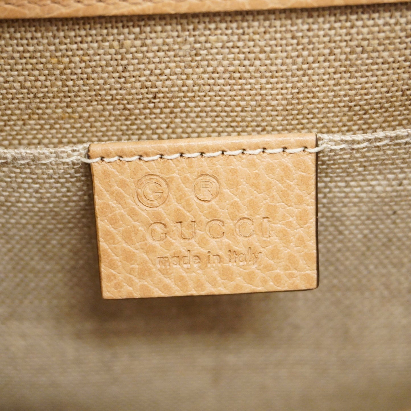 GUCCIAuth  Interlocking G 510304 Women's Leather Shoulder Bag Beige