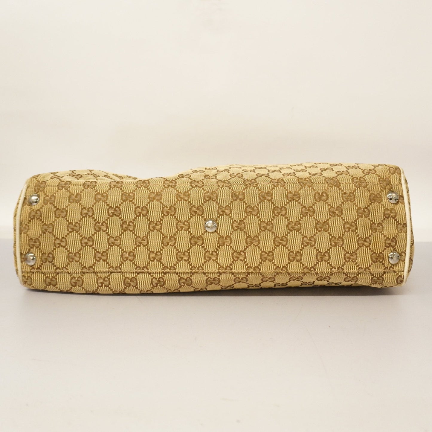 Gucci Tote Bag GG Canvas 153213 Beige Silver metal