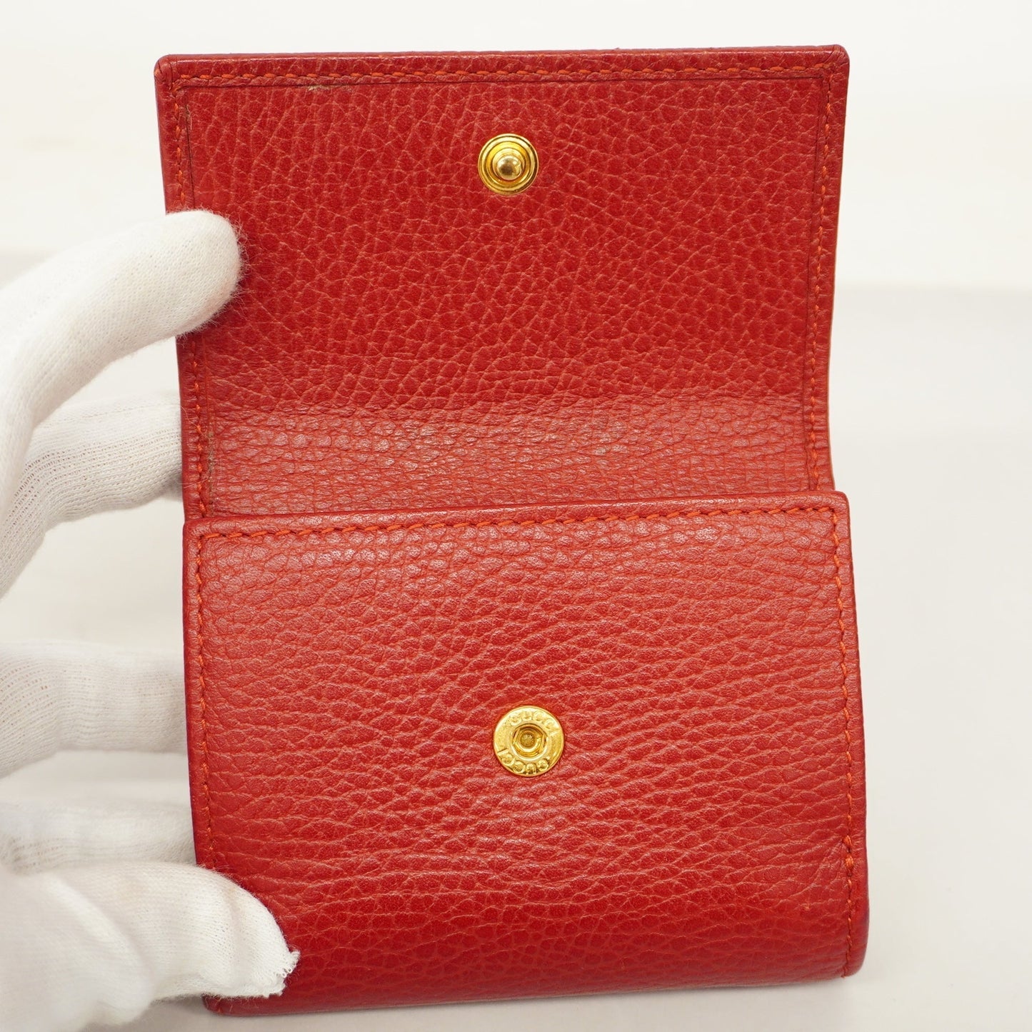 GUCCIAuth  Tri-fold Wallet GG Marmont Gold Metal 474746 Women's Leather Wallet